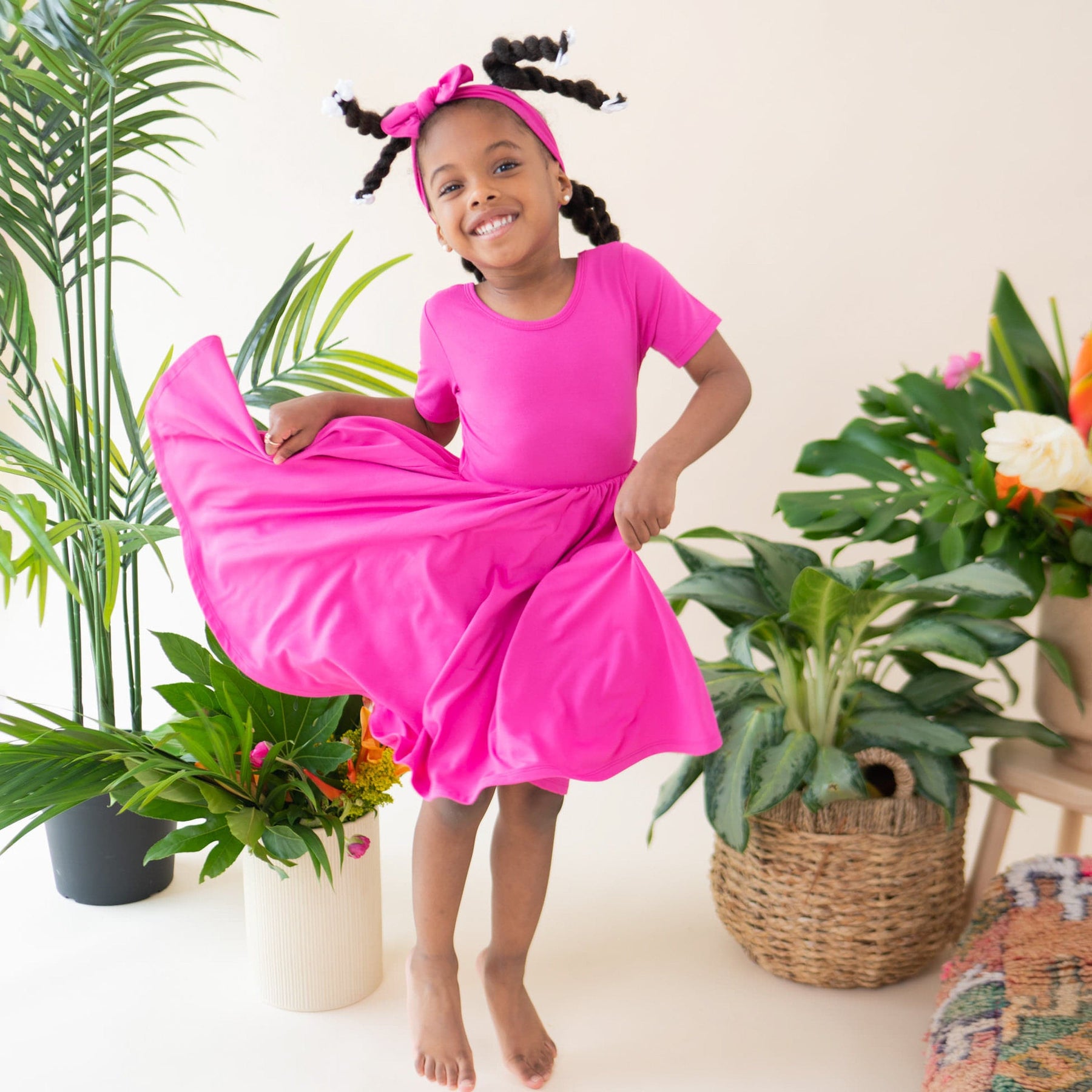 Kyte Baby Toddler Short Sleeve Twirl Dress Twirl Dress in Raspberry