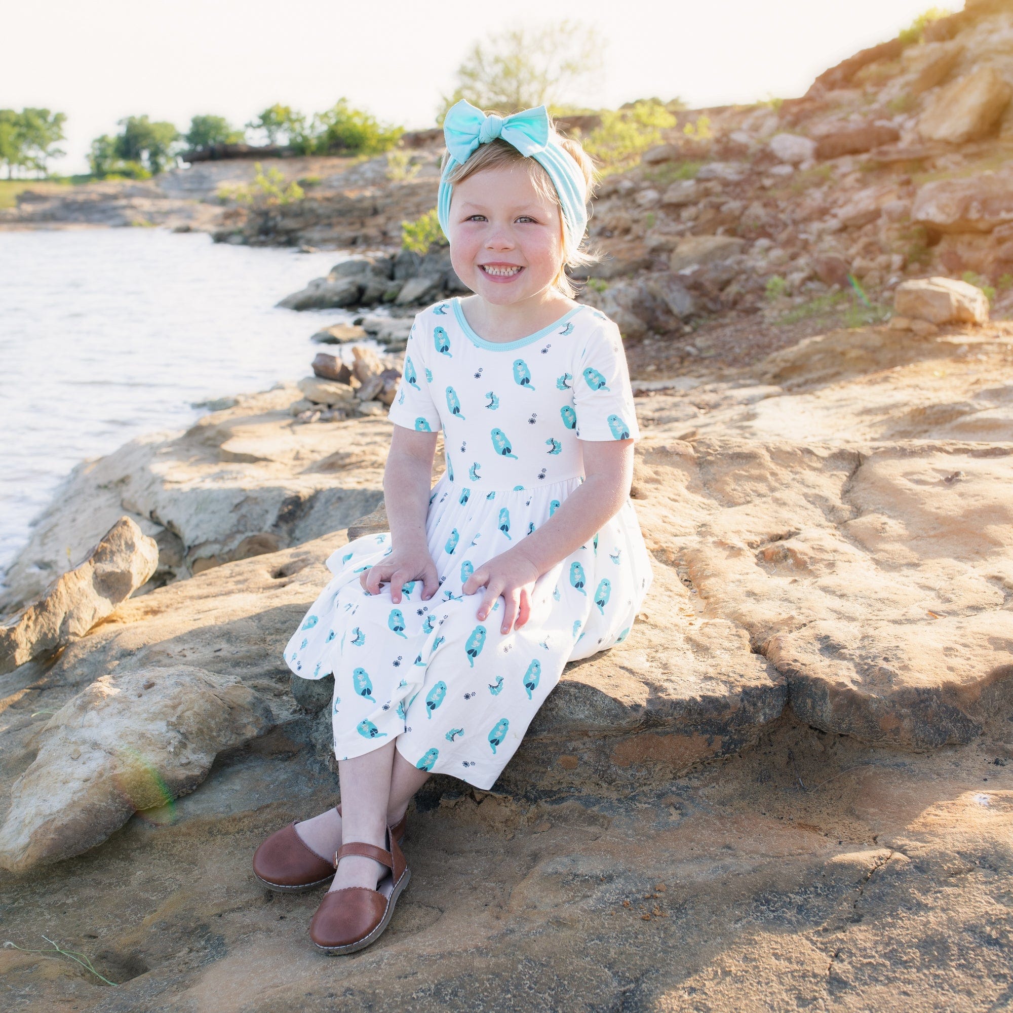 Kyte Baby Toddler Short Sleeve Twirl Dress Twirl Dress in Robin Cuddle