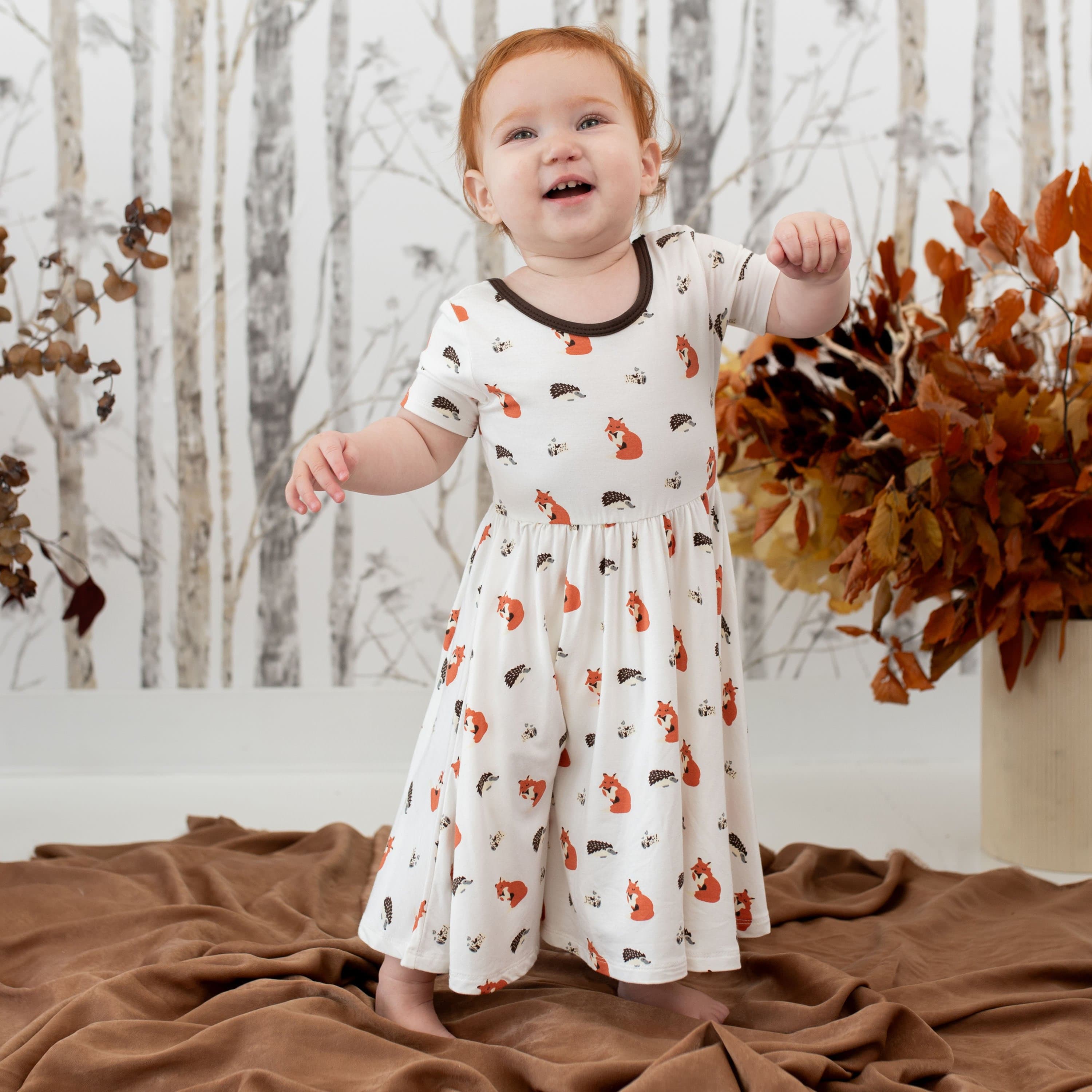 Kyte Baby Toddler Short Sleeve Twirl Dress Twirl Dress in Sienna Woodland