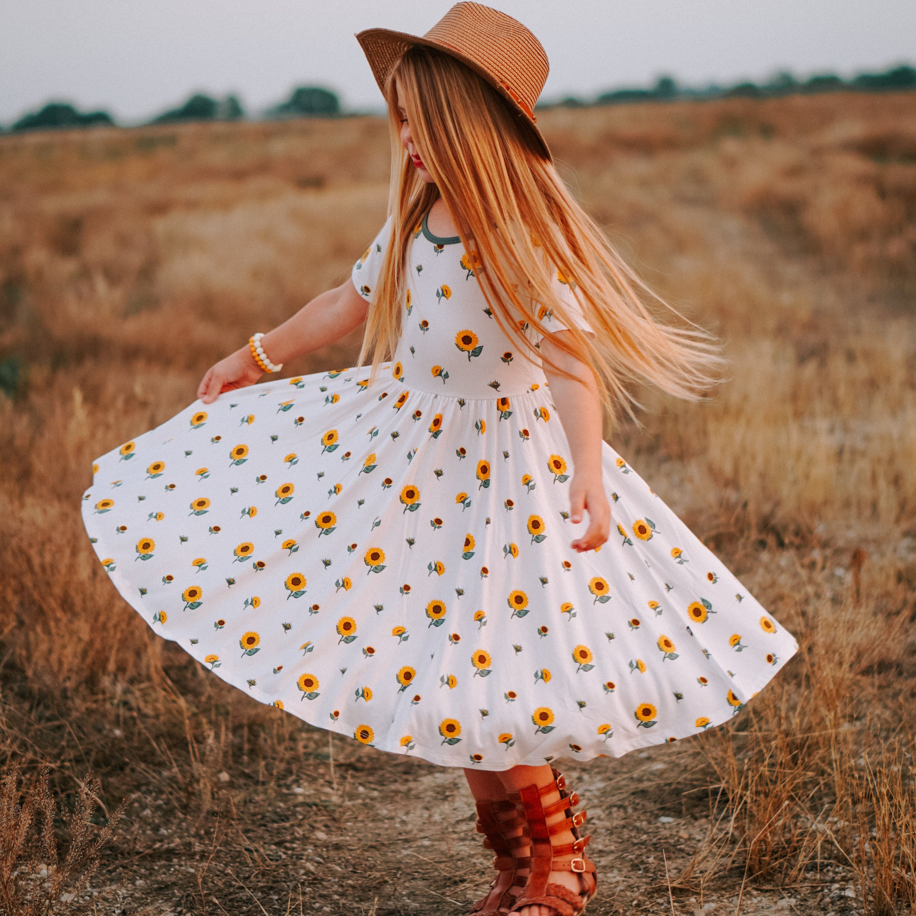 Kyte Baby Toddler Short Sleeve Twirl Dress Twirl Dress in Sunflower