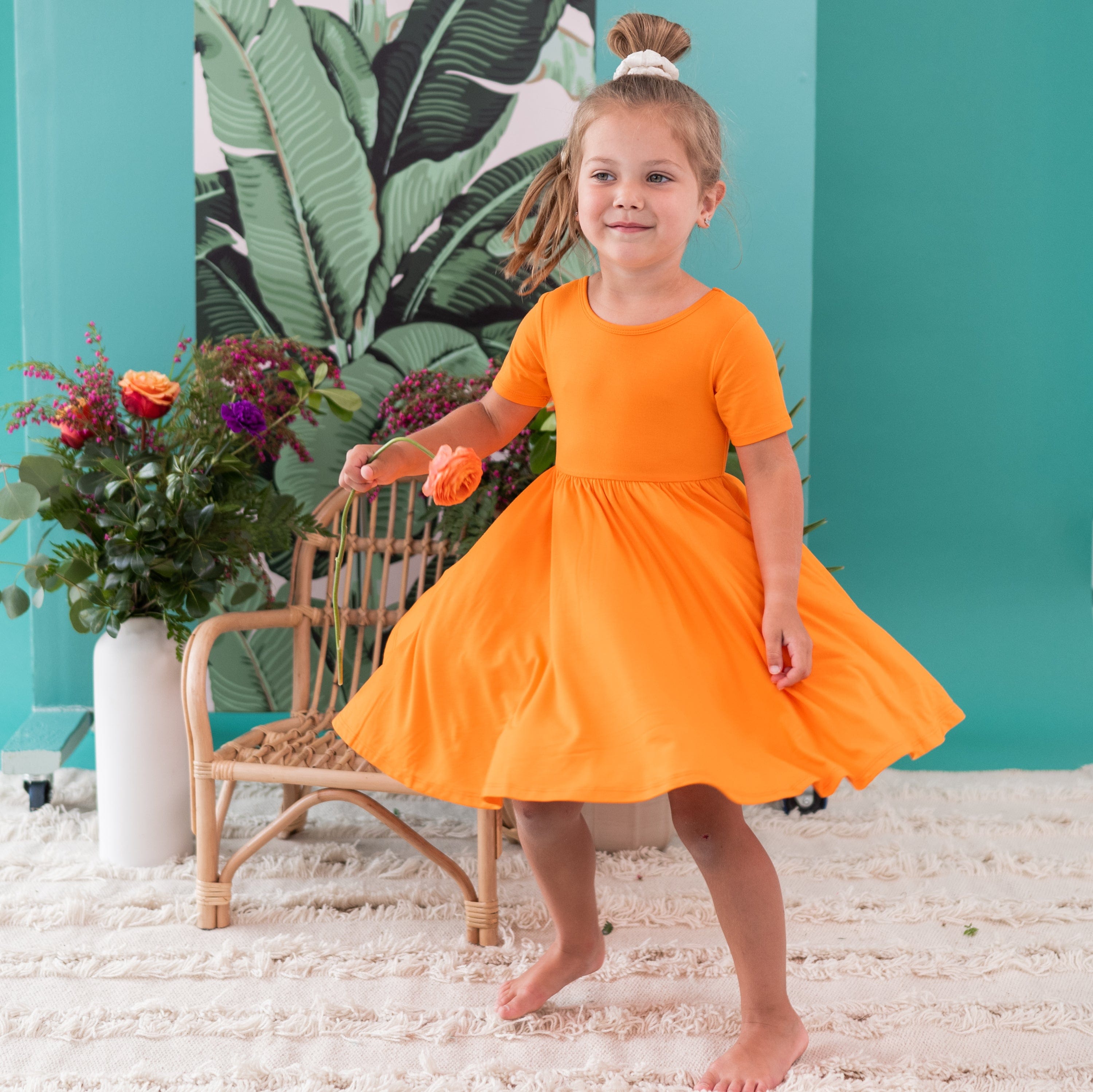 Kyte Baby Toddler Short Sleeve Twirl Dress Twirl Dress in Tangerine