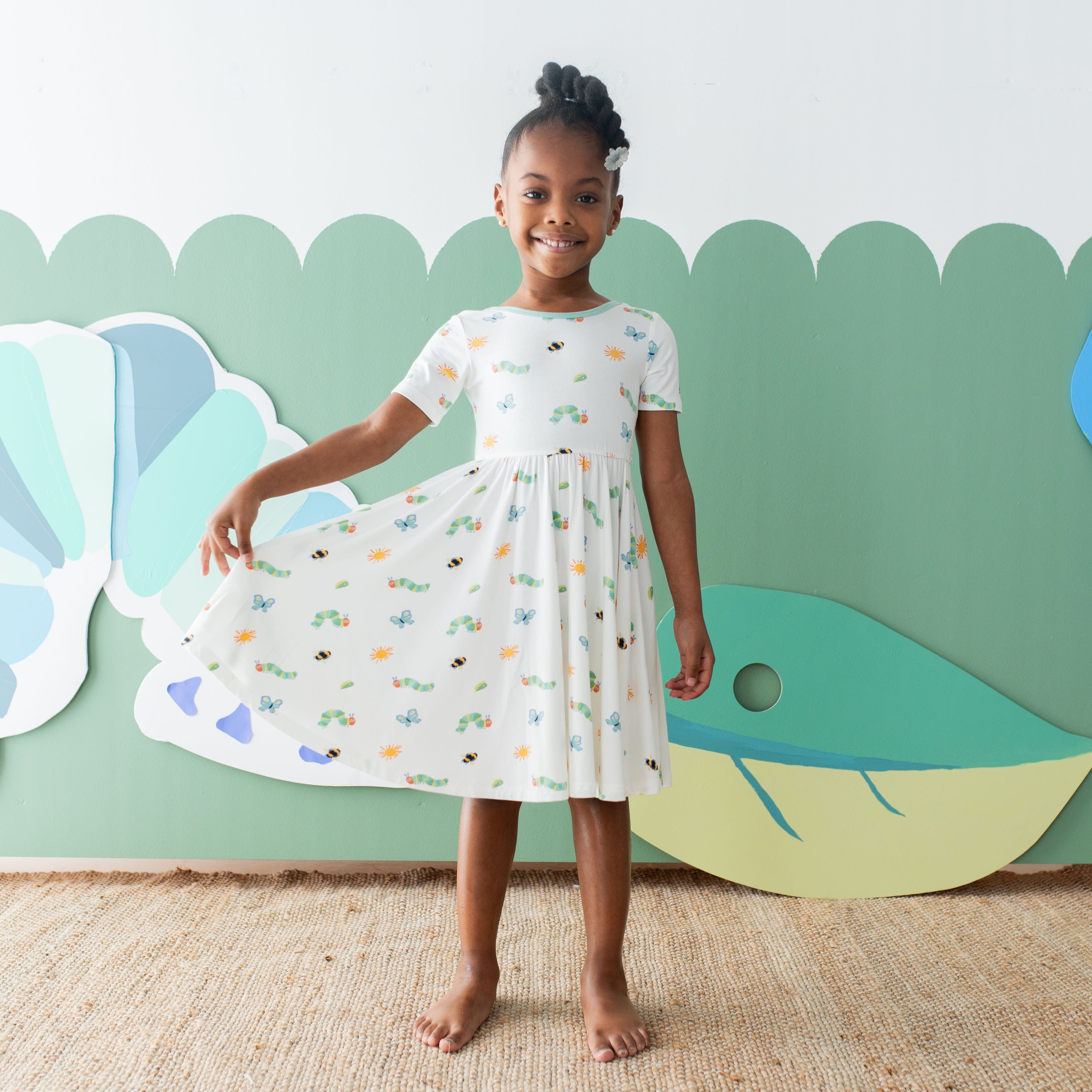 Kyte Baby Toddler Short Sleeve Twirl Dress Twirl Dress in The Very Hungry Caterpillar™ and Friends