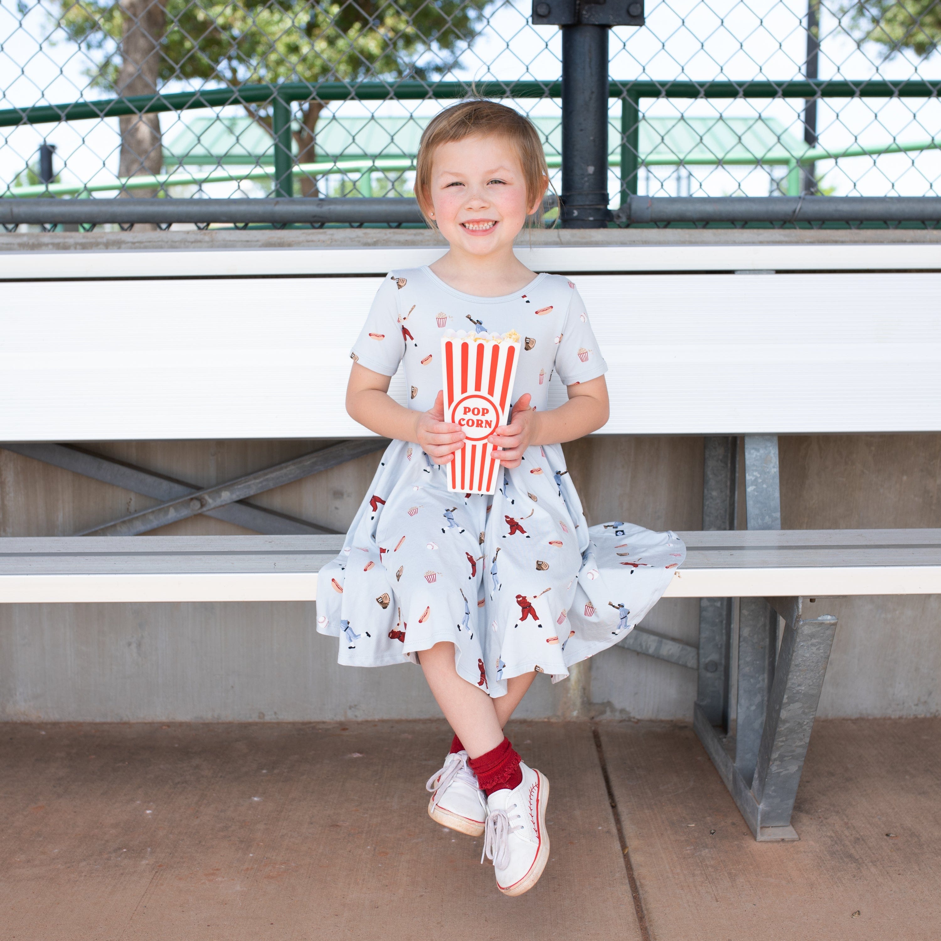 Kyte Baby Toddler Short Sleeve Twirl Dress Twirl Dress in Vintage Baseball