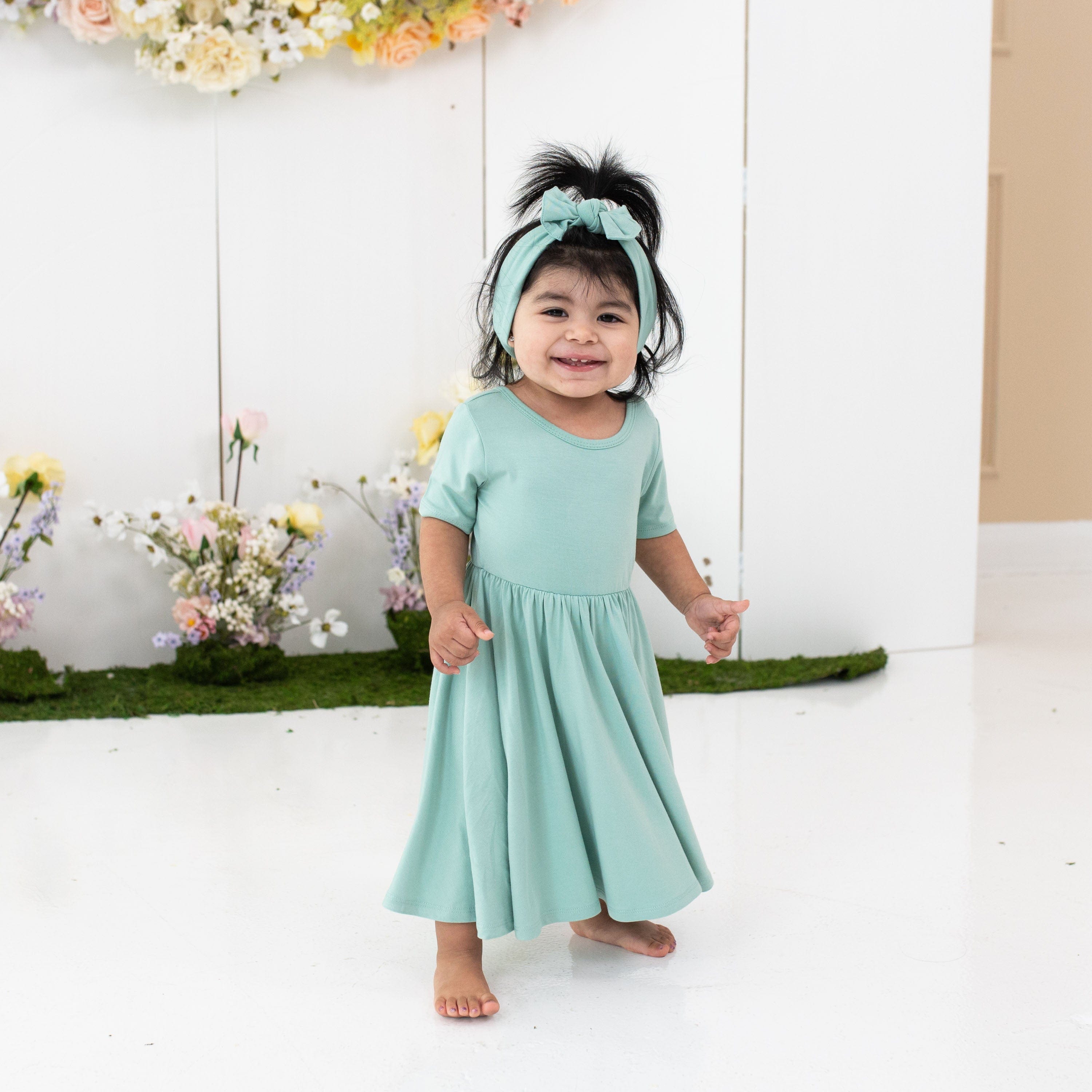 Kyte Baby Toddler Short Sleeve Twirl Dress Twirl Dress in Wasabi