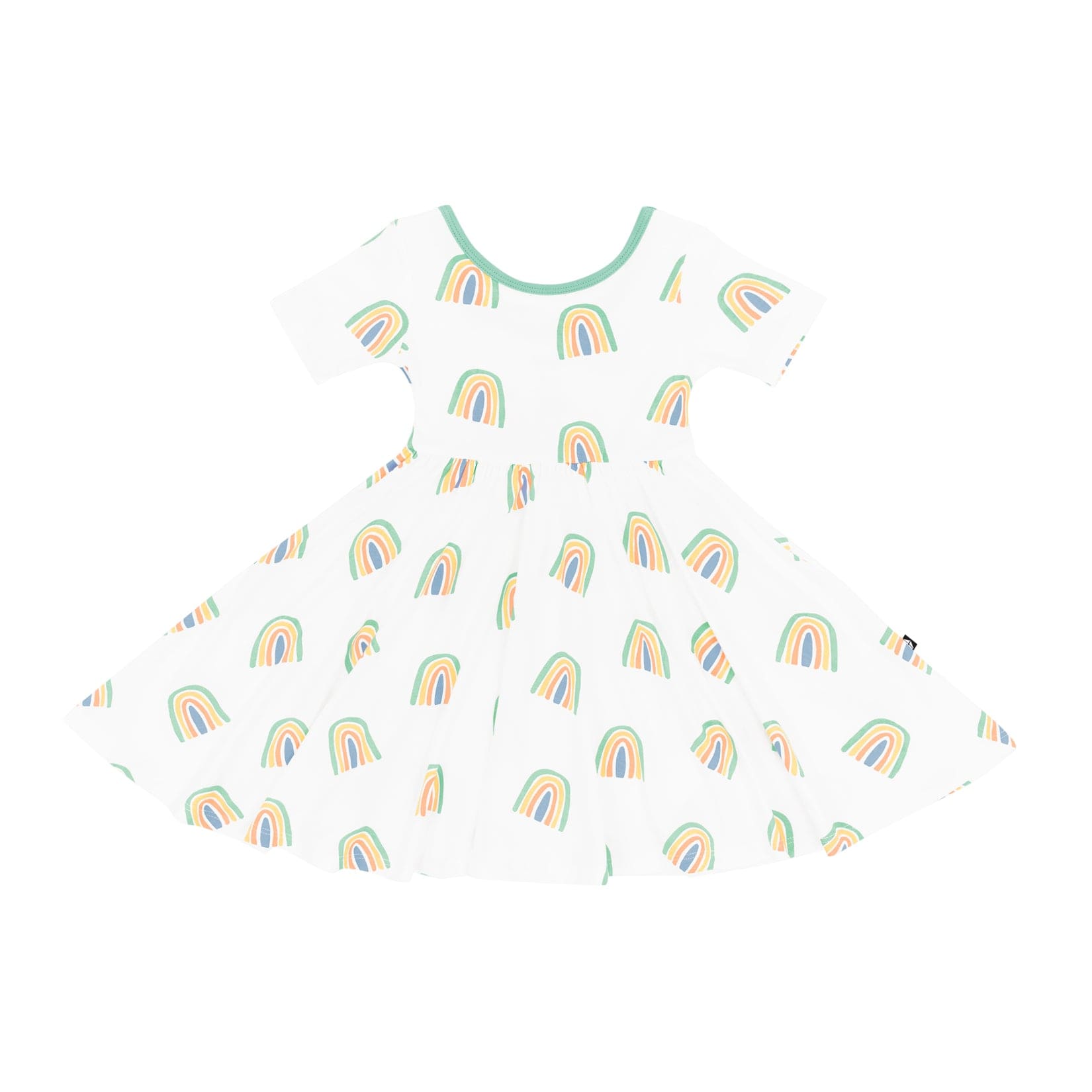 Kyte Baby Toddler Short Sleeve Twirl Dress Twirl Dress in Wasabi Rainbow
