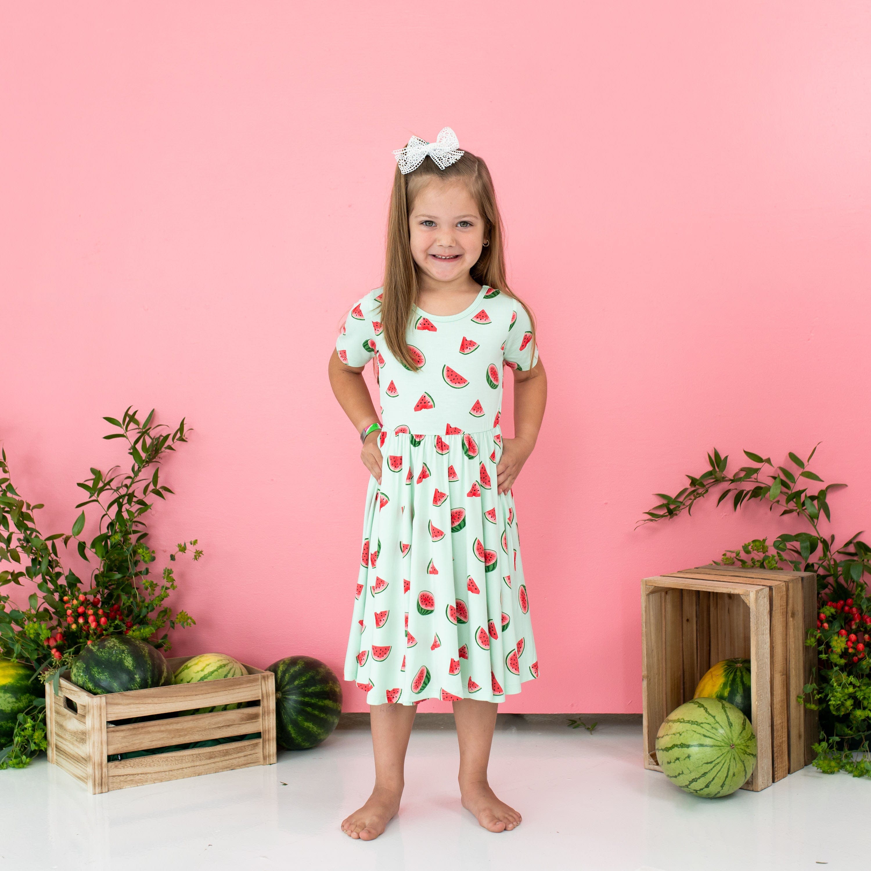 Kyte Baby Toddler Short Sleeve Twirl Dress Twirl Dress in Watermelon