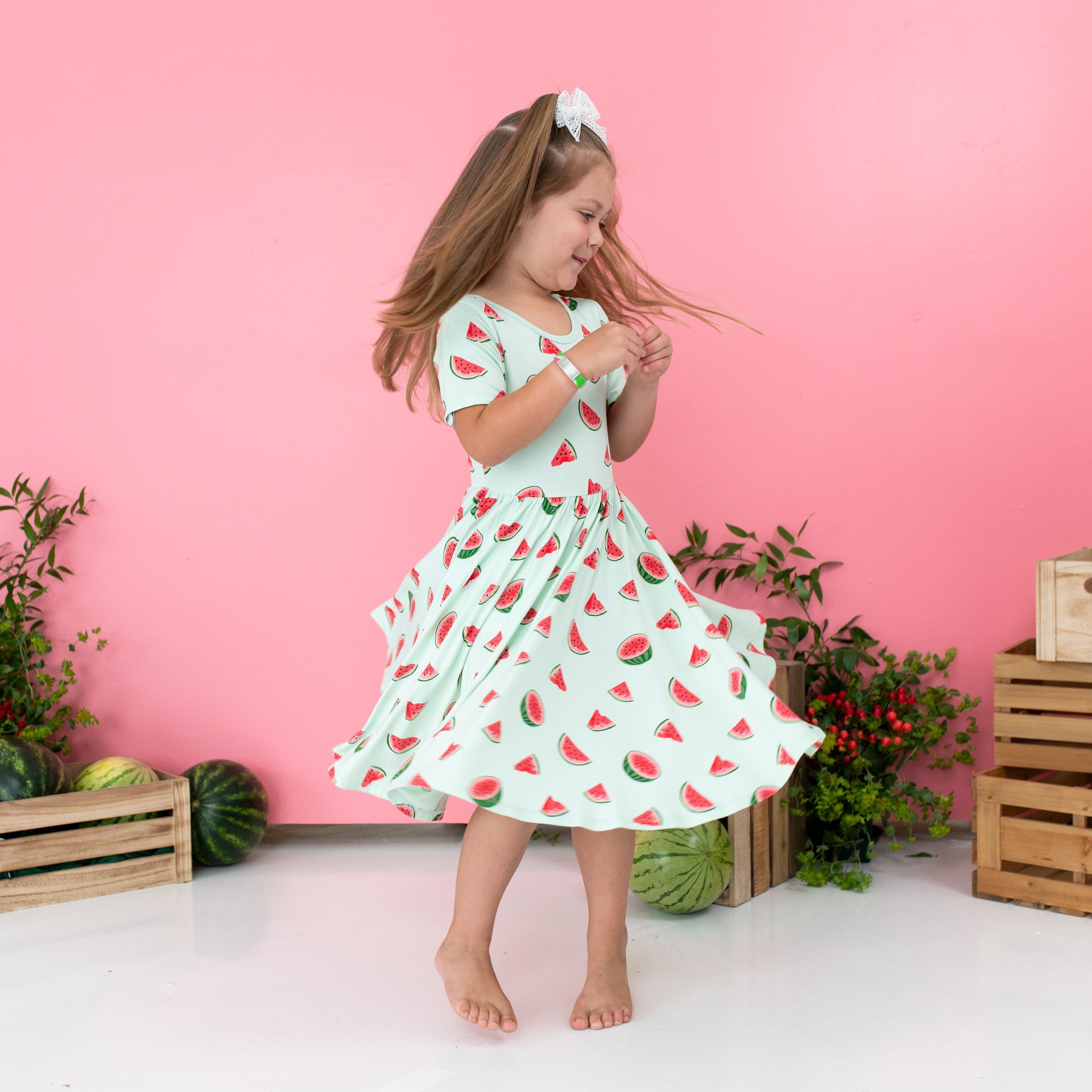 Kyte Baby Toddler Short Sleeve Twirl Dress Twirl Dress in Watermelon
