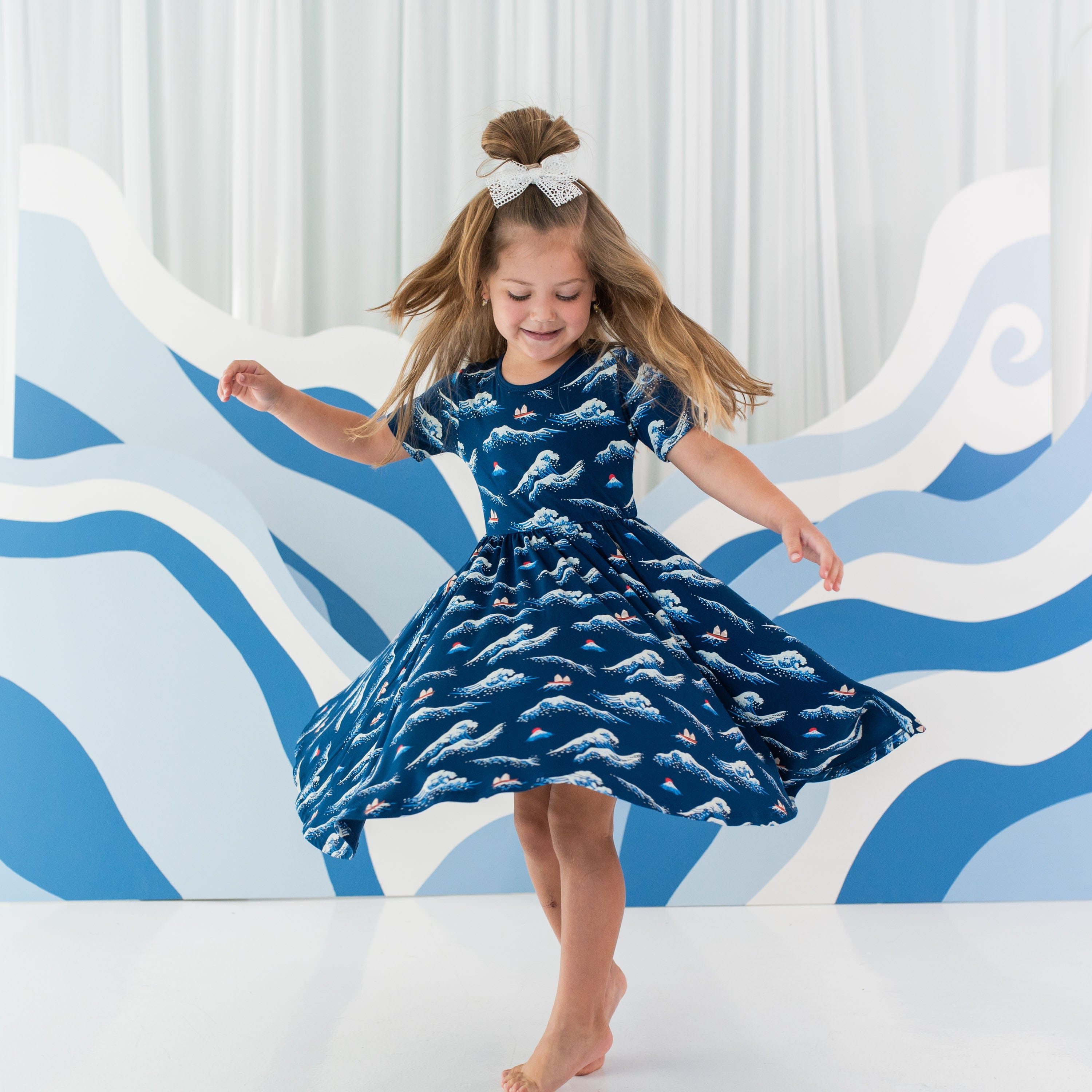 Kyte Baby Toddler Short Sleeve Twirl Dress Twirl Dress in Wave