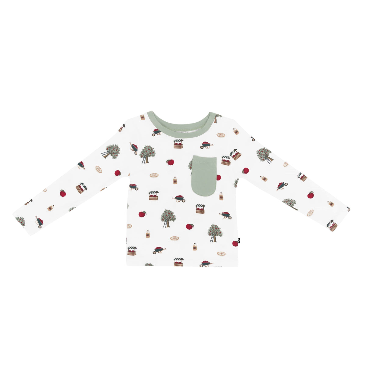 Kyte Baby Toddler Unisex Tee Long Sleeve Toddler Crew Neck Tee in Apple Orchard