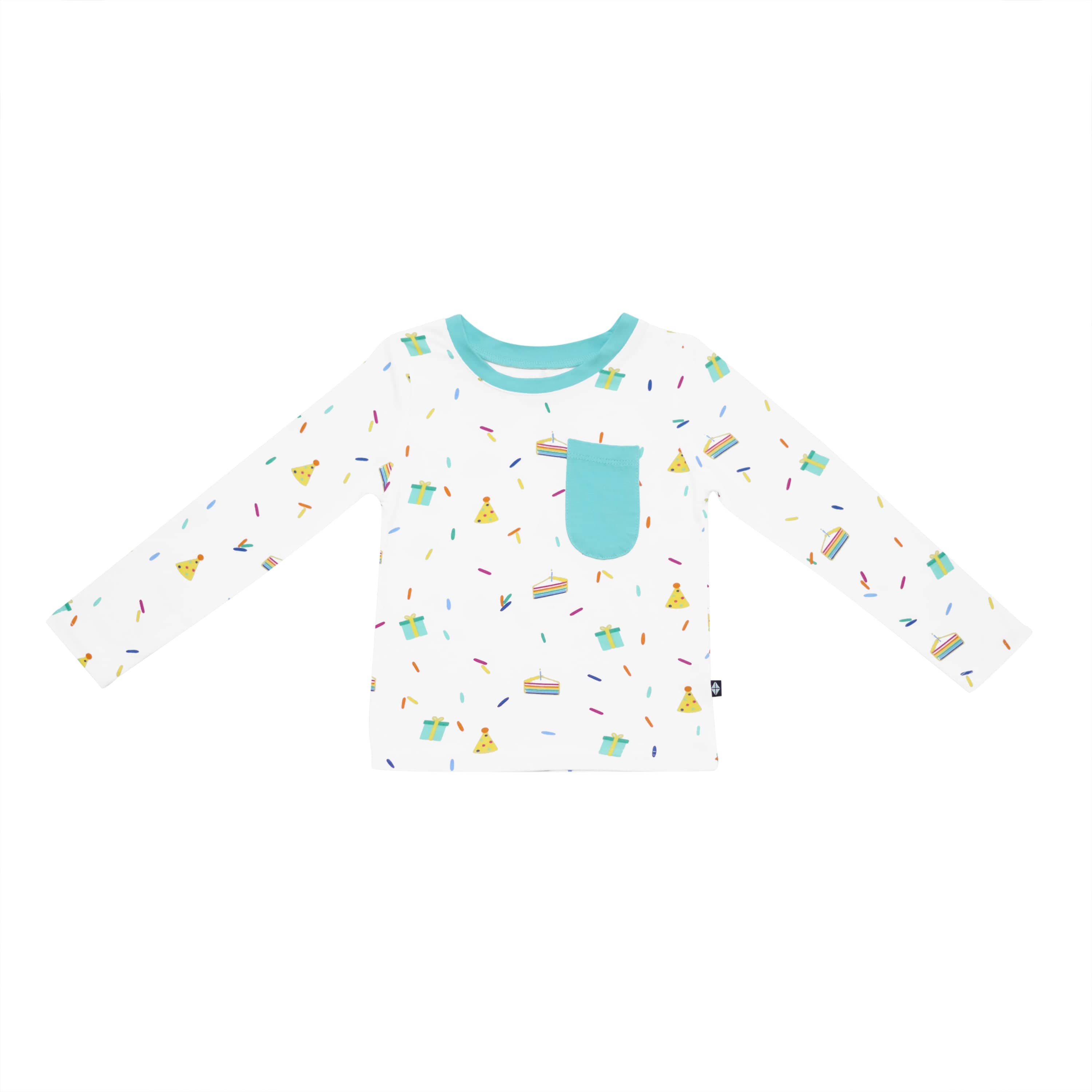 Kyte Baby Toddler Unisex Tee Long Sleeve Toddler Crew Neck Tee in Cloud Party
