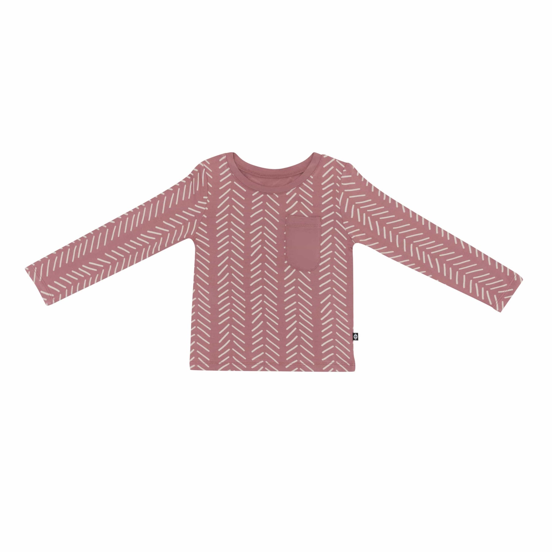 Kyte Baby Toddler Unisex Tee Long Sleeve Toddler Crew Neck Tee in Dusty Rose Herringbone