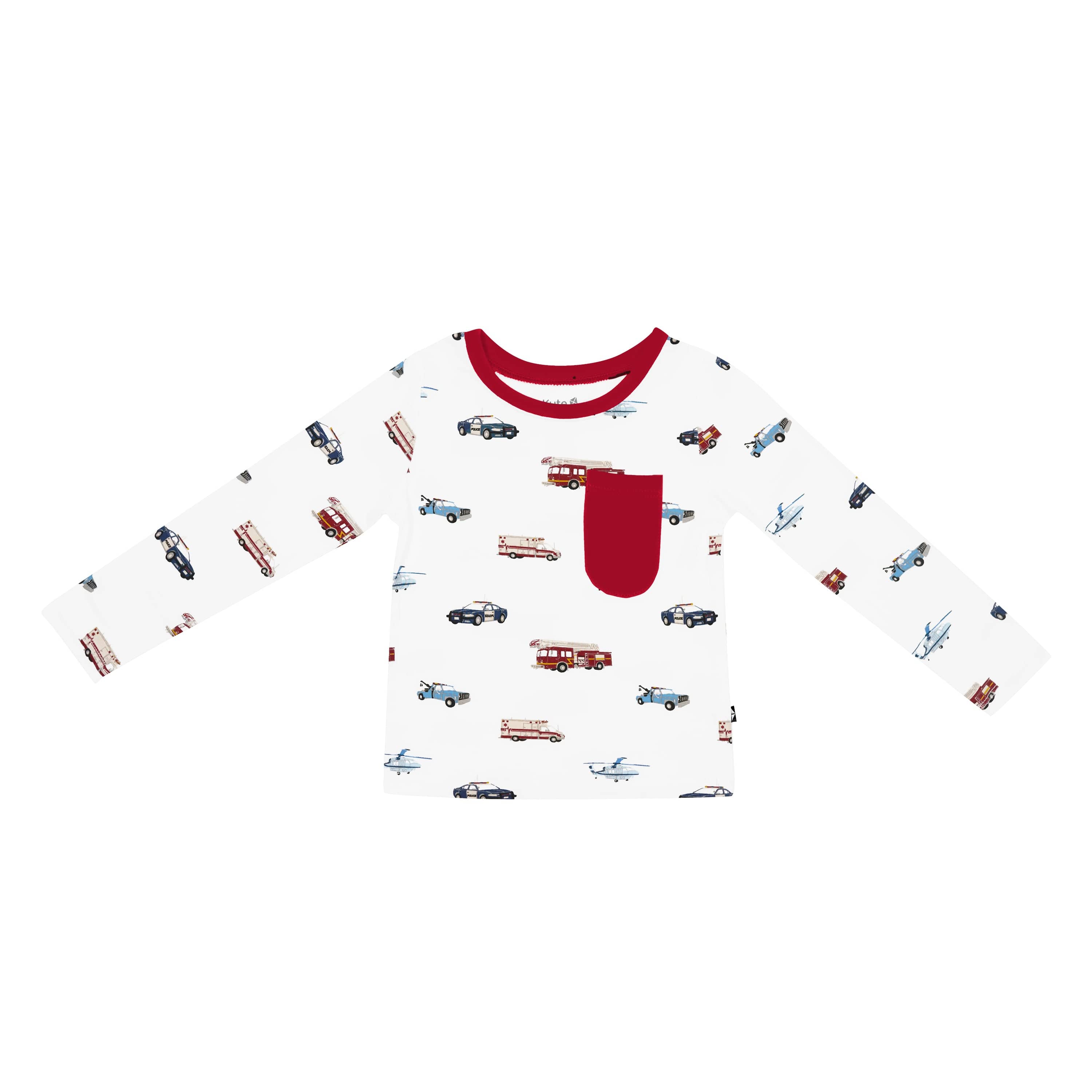 Kyte Baby Toddler Unisex Tee Long Sleeve Toddler Crew Neck Tee in First Responder