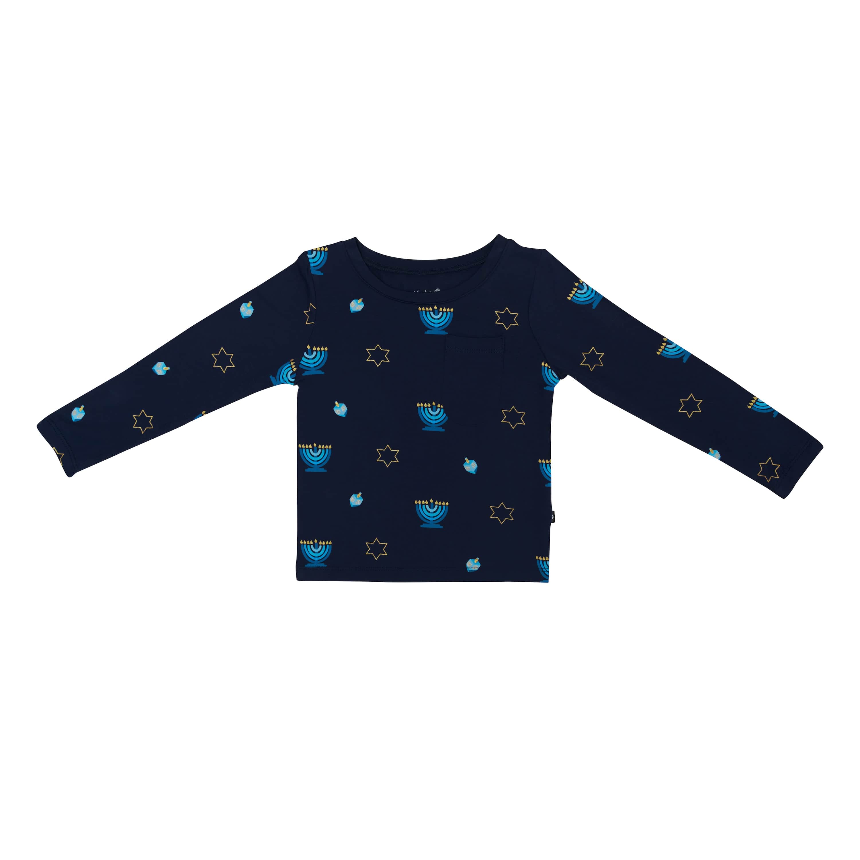 Kyte Baby Toddler Unisex Tee Long Sleeve Toddler Crew Neck Tee in Hanukkah