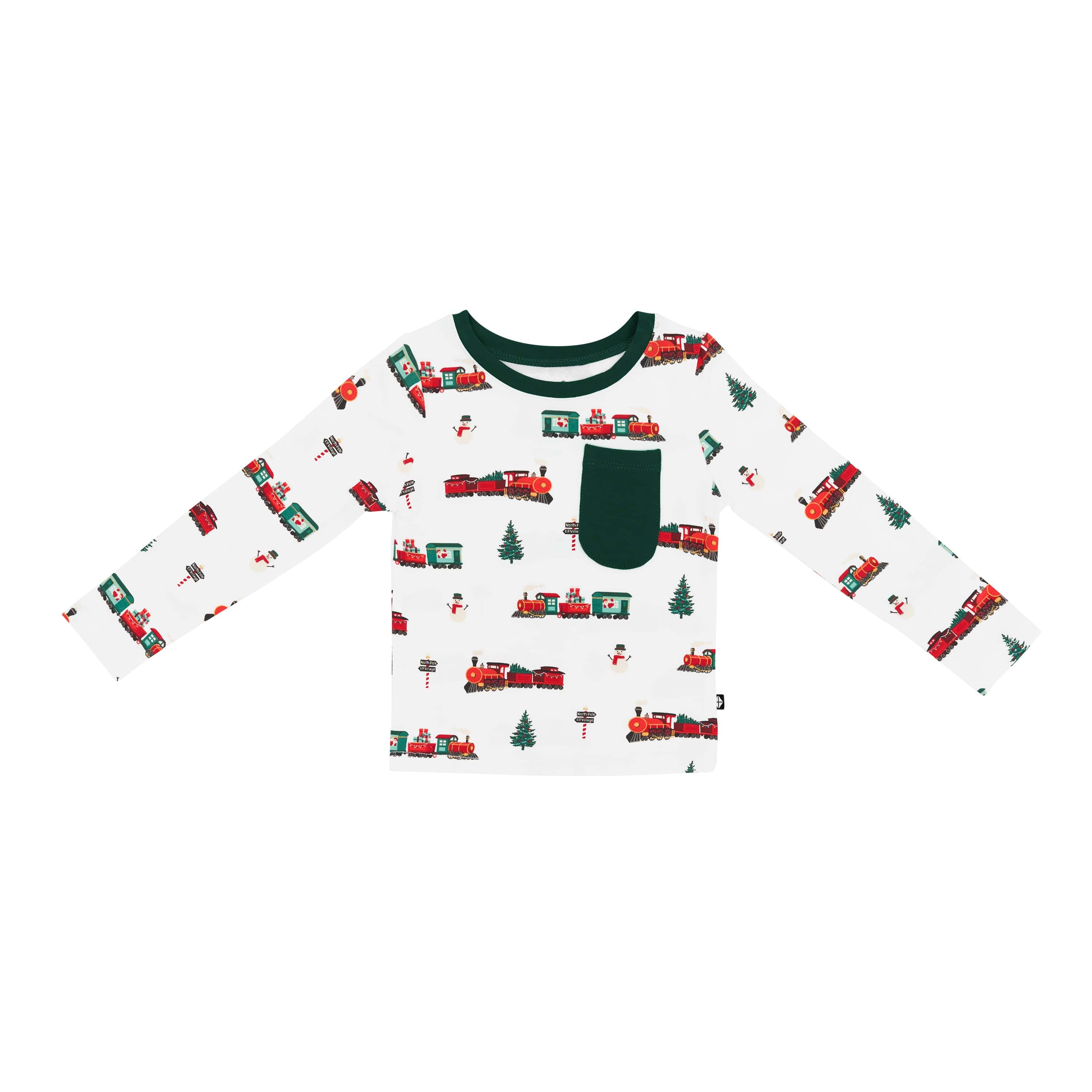 Kyte Baby Toddler Unisex Tee Long Sleeve Toddler Crew Neck Tee in Holiday Train