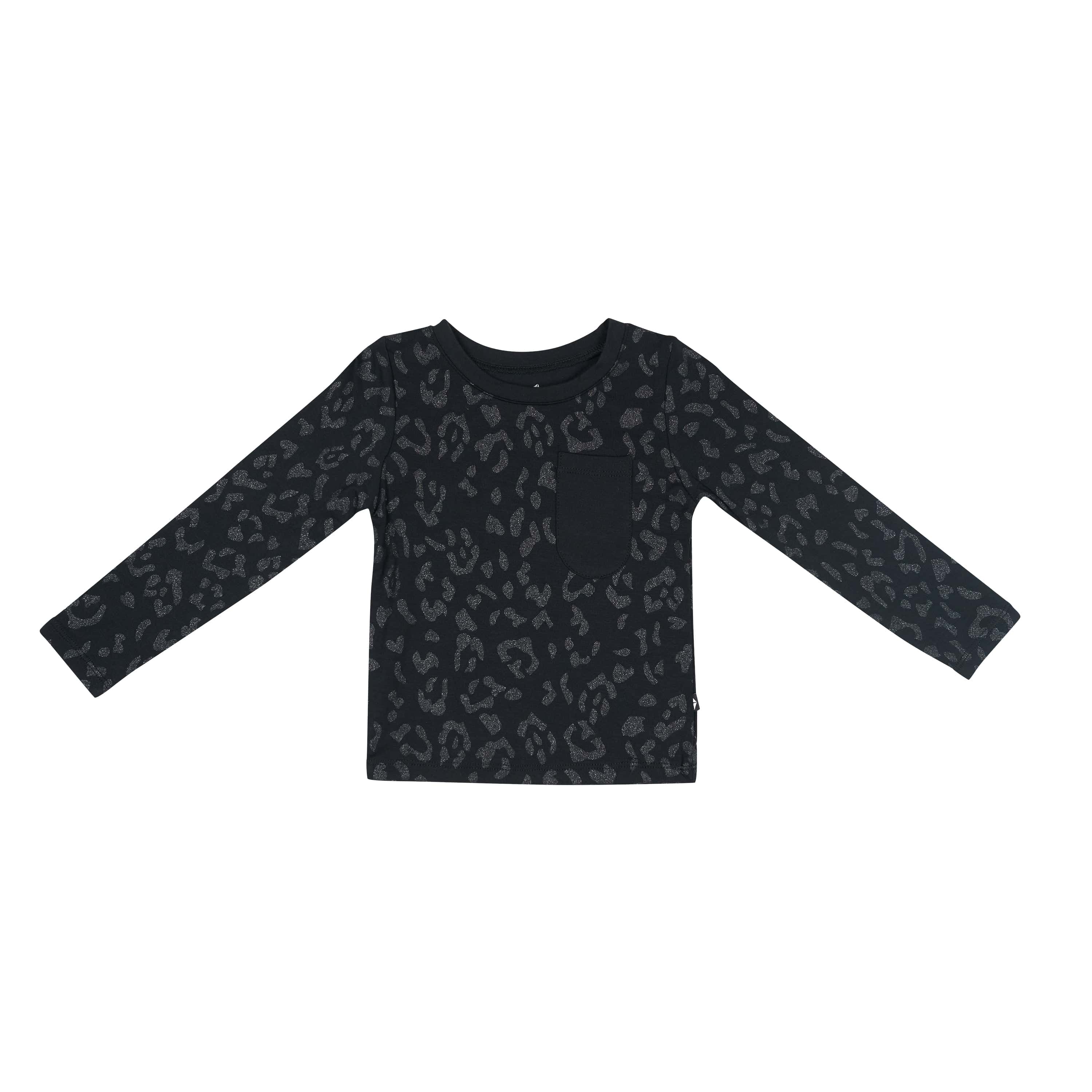 Kyte Baby Long Sleeve Toddler Crew Neck Tee in Midnight Leopard