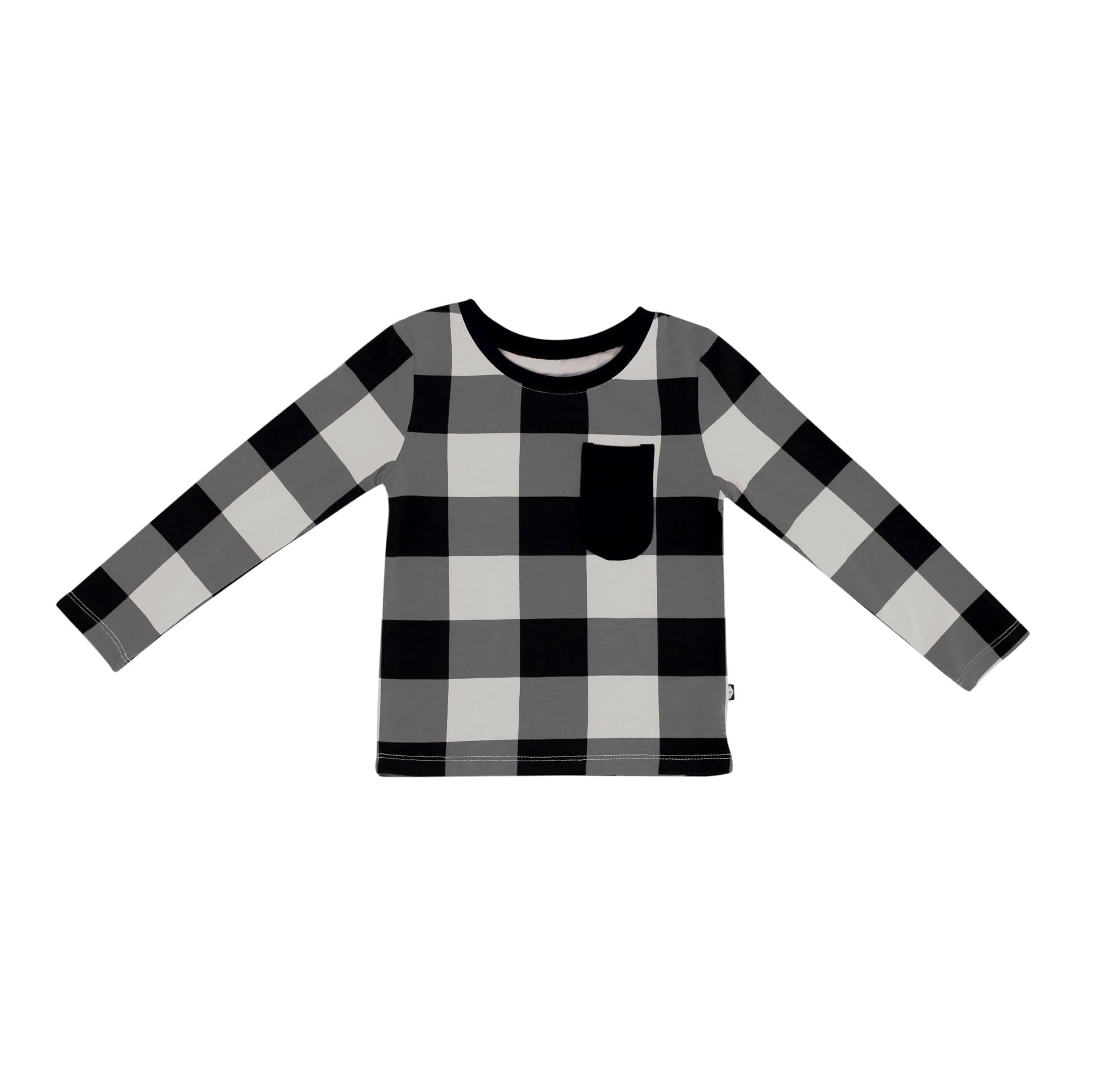 Kyte Baby Toddler Unisex Tee Long Sleeve Toddler Crew Neck Tee in Midnight Plaid