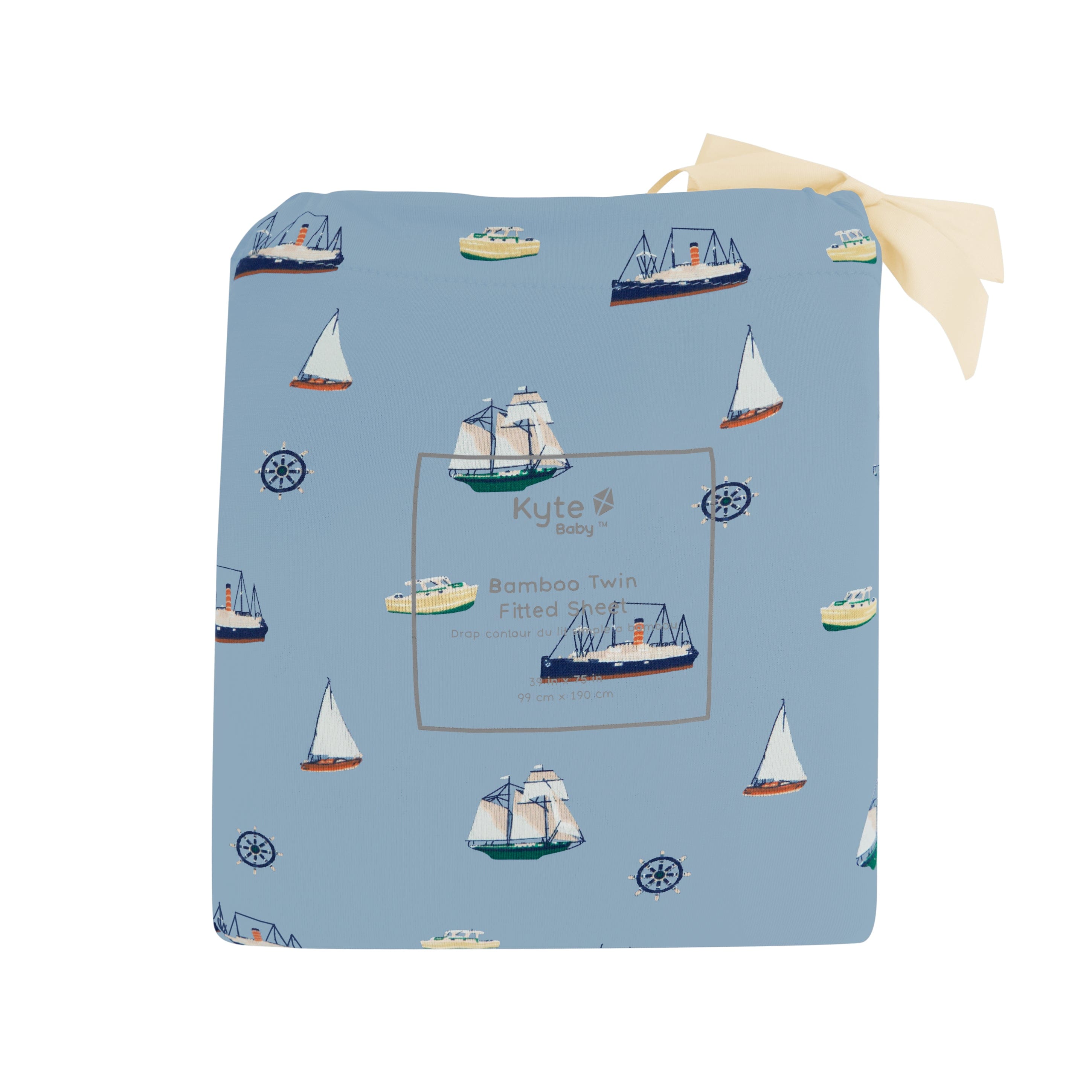 Kyte Baby Twin bamboo fitted Sheet in Vintage Boats