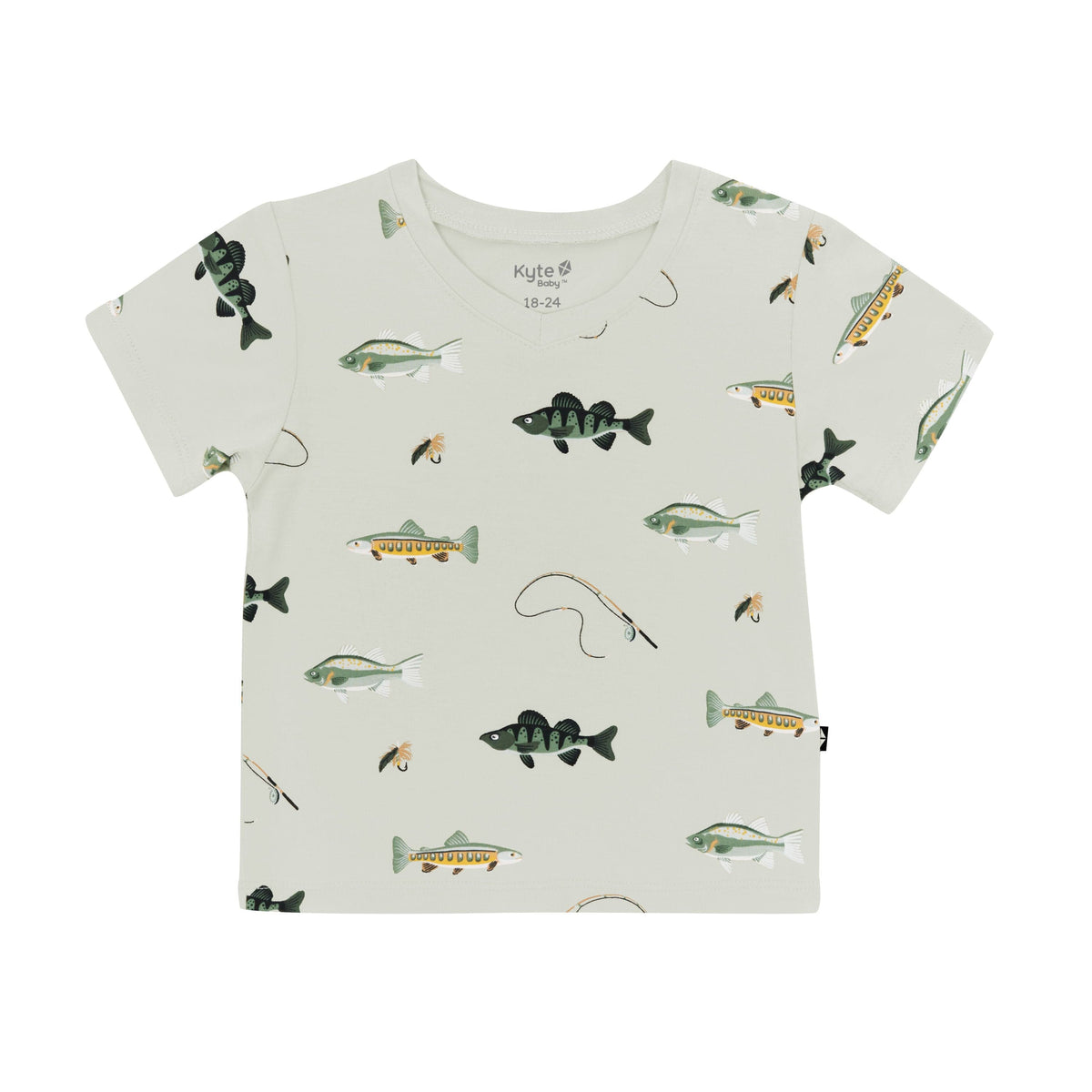 Kyte Baby V-Neck Toddler Unisex Tee Toddler V-Neck Tee in Fishing