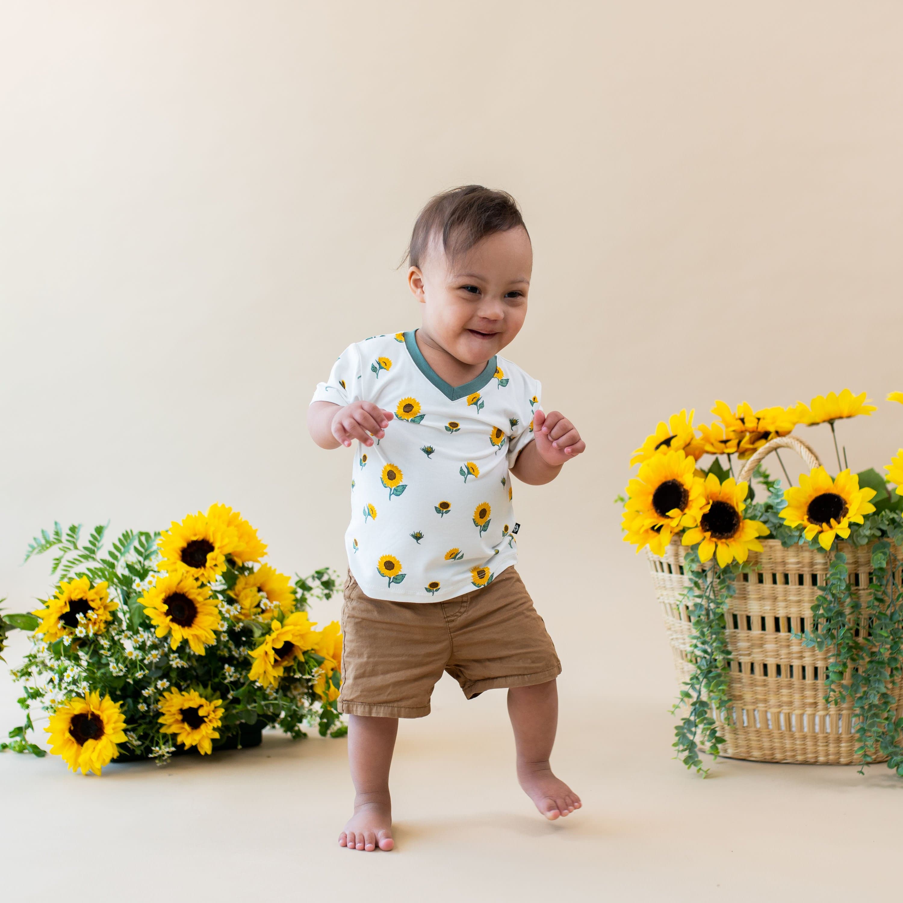 Kyte Baby V-Neck Toddler Unisex Tee Toddler V-Neck Tee in Sunflower