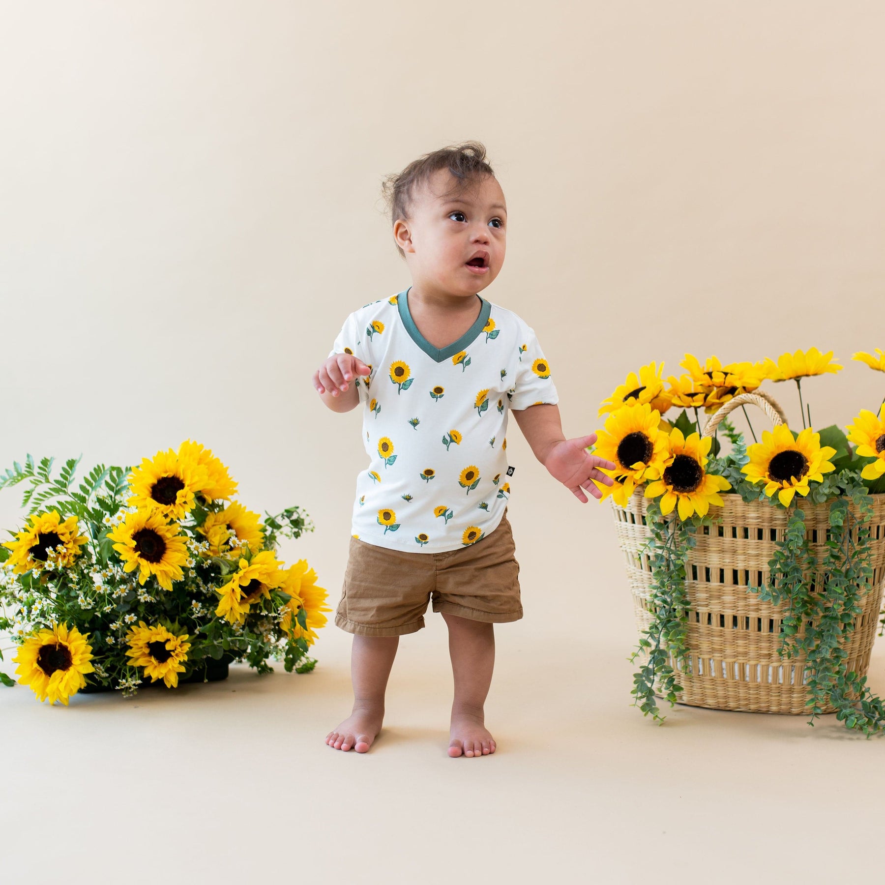 Kyte Baby V-Neck Toddler Unisex Tee Toddler V-Neck Tee in Sunflower