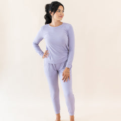 Woman wearing Women's Jogger Pajama Set in Taro