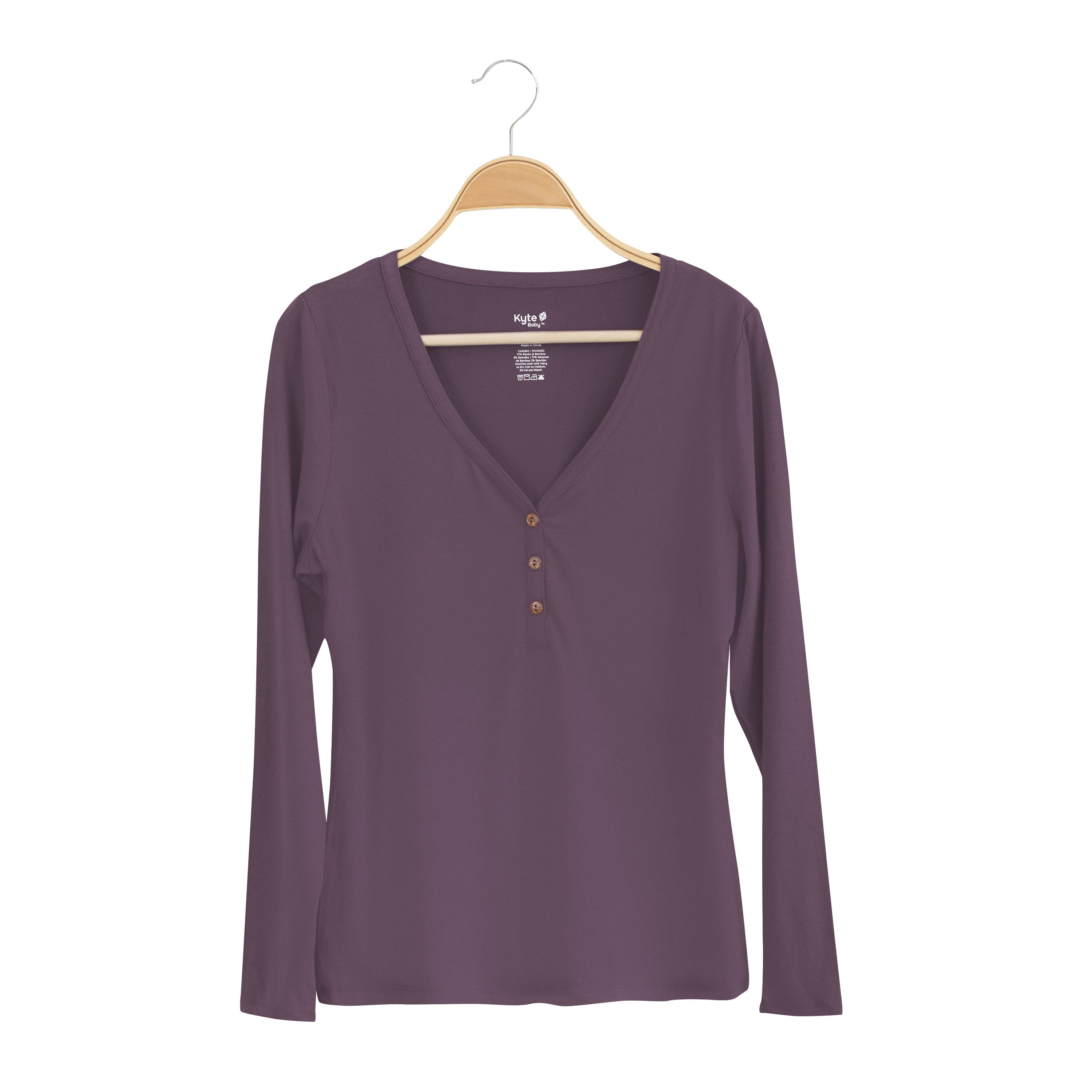 Kyte Baby Women's Long Sleeve Henley Tee Women's Long Sleeve Henley Tee in Currant