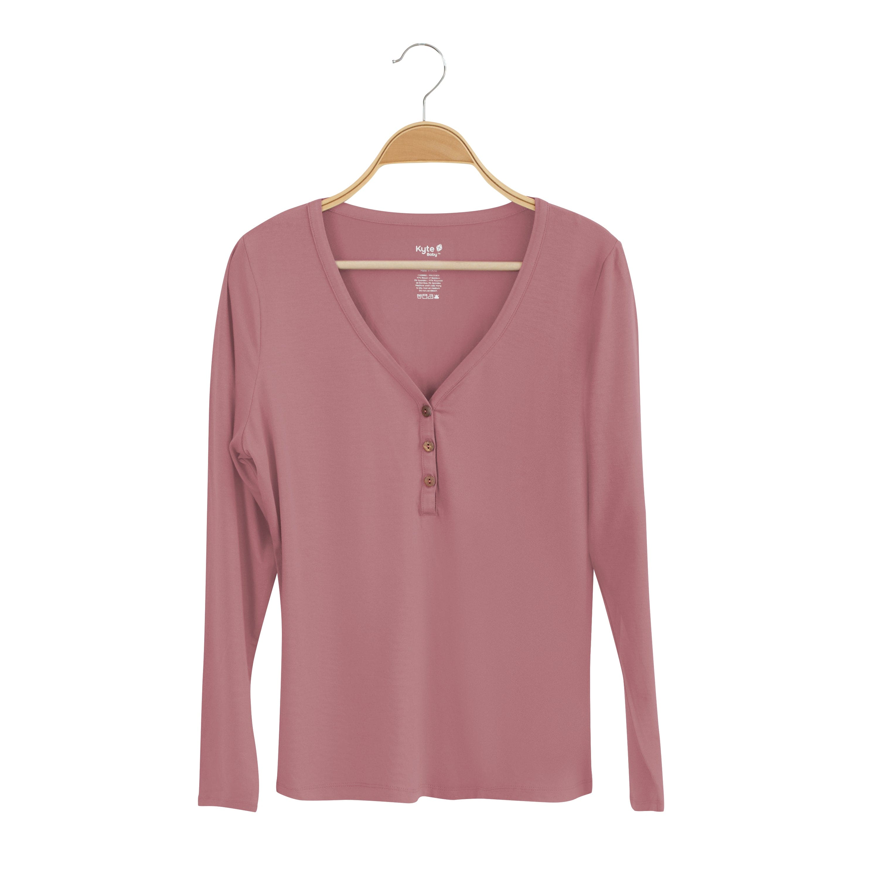 Kyte Baby Women's Long Sleeve Henley Tee Women's Long Sleeve Henley Tee in Dusty Rose