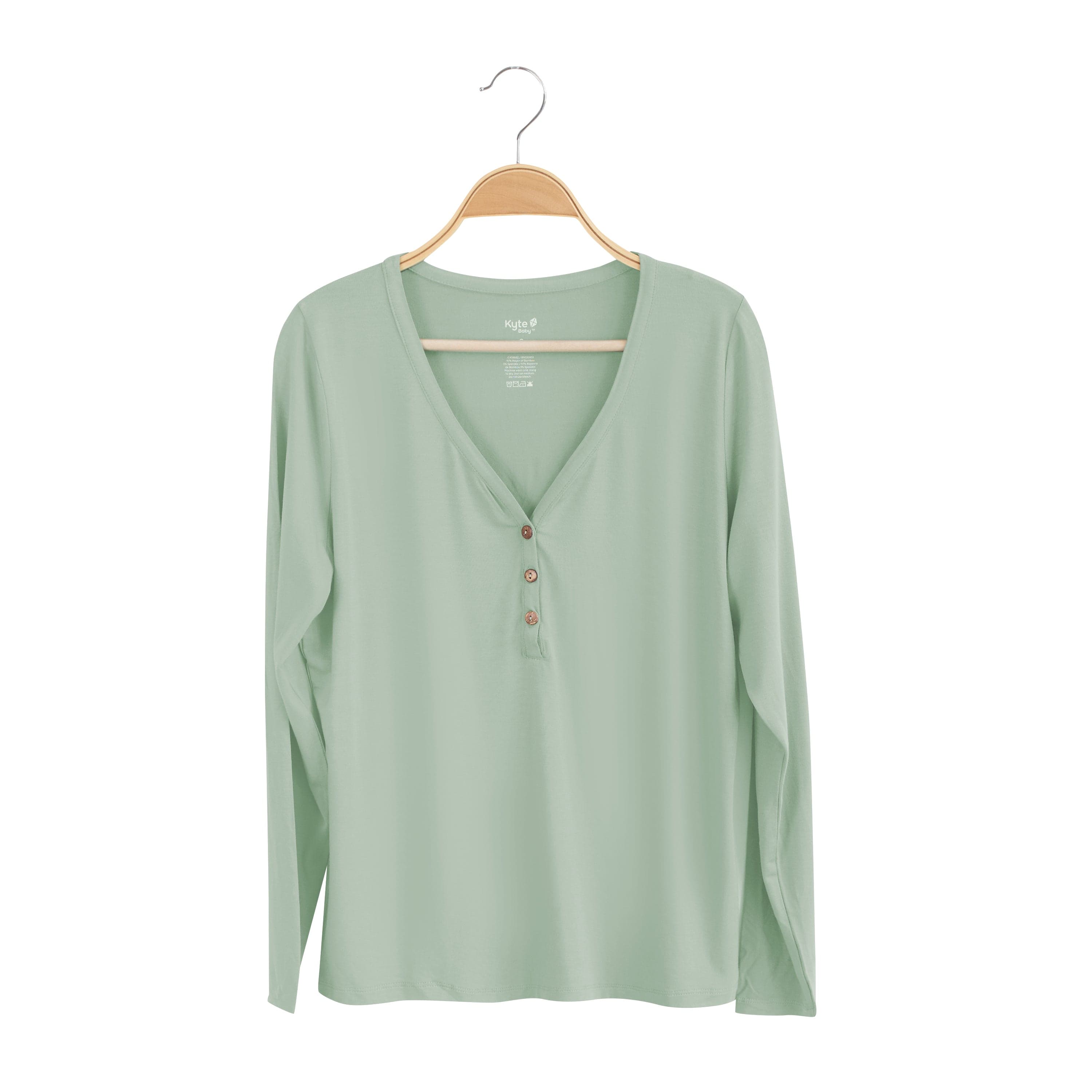 Kyte Baby Women's Long Sleeve Henley Tee Women's Long Sleeve Henley Tee in Thyme