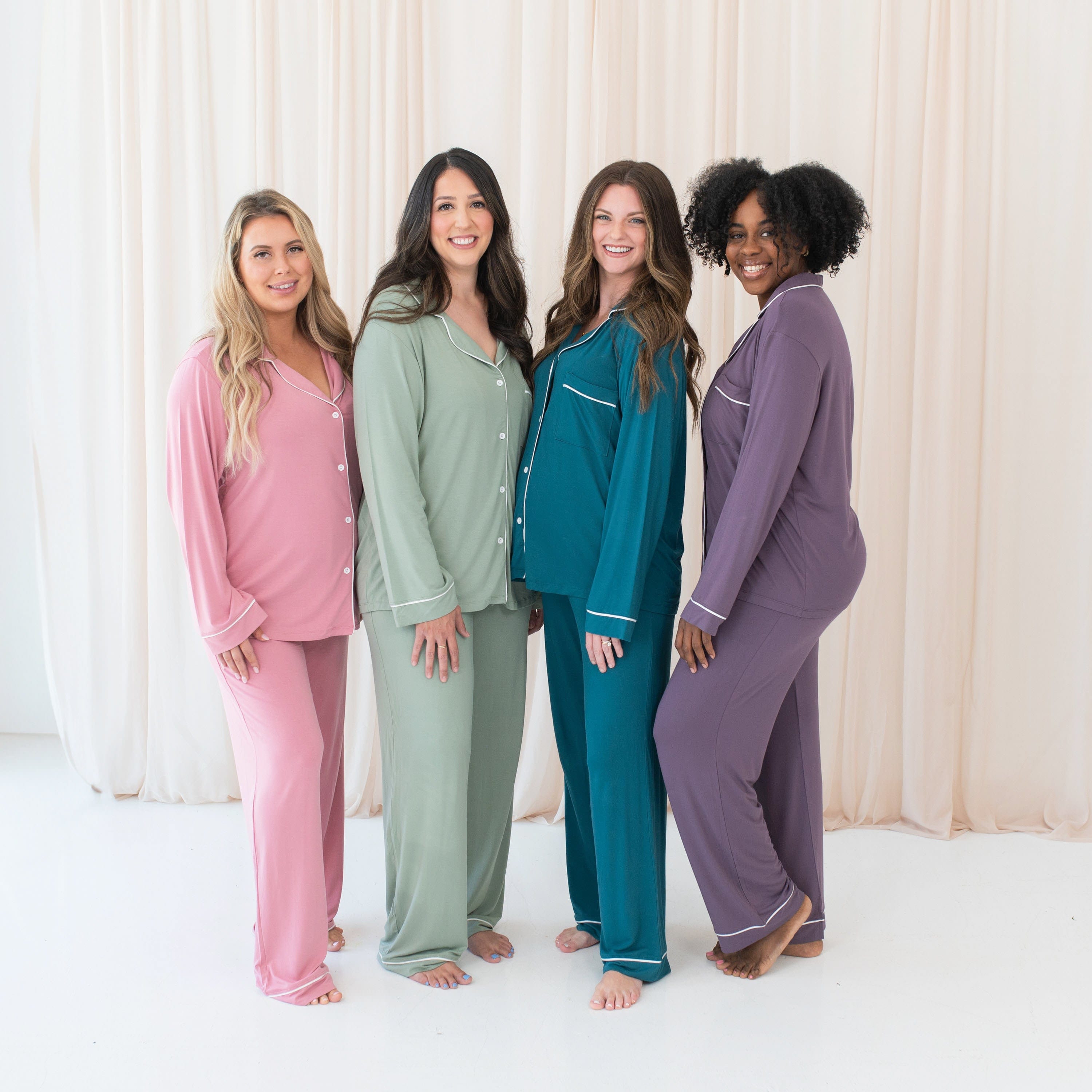 Kyte Baby Women’s Long Sleeve Pajama Set Women's Long Sleeve Pajama Set in Apple Blossom with Cloud Trim