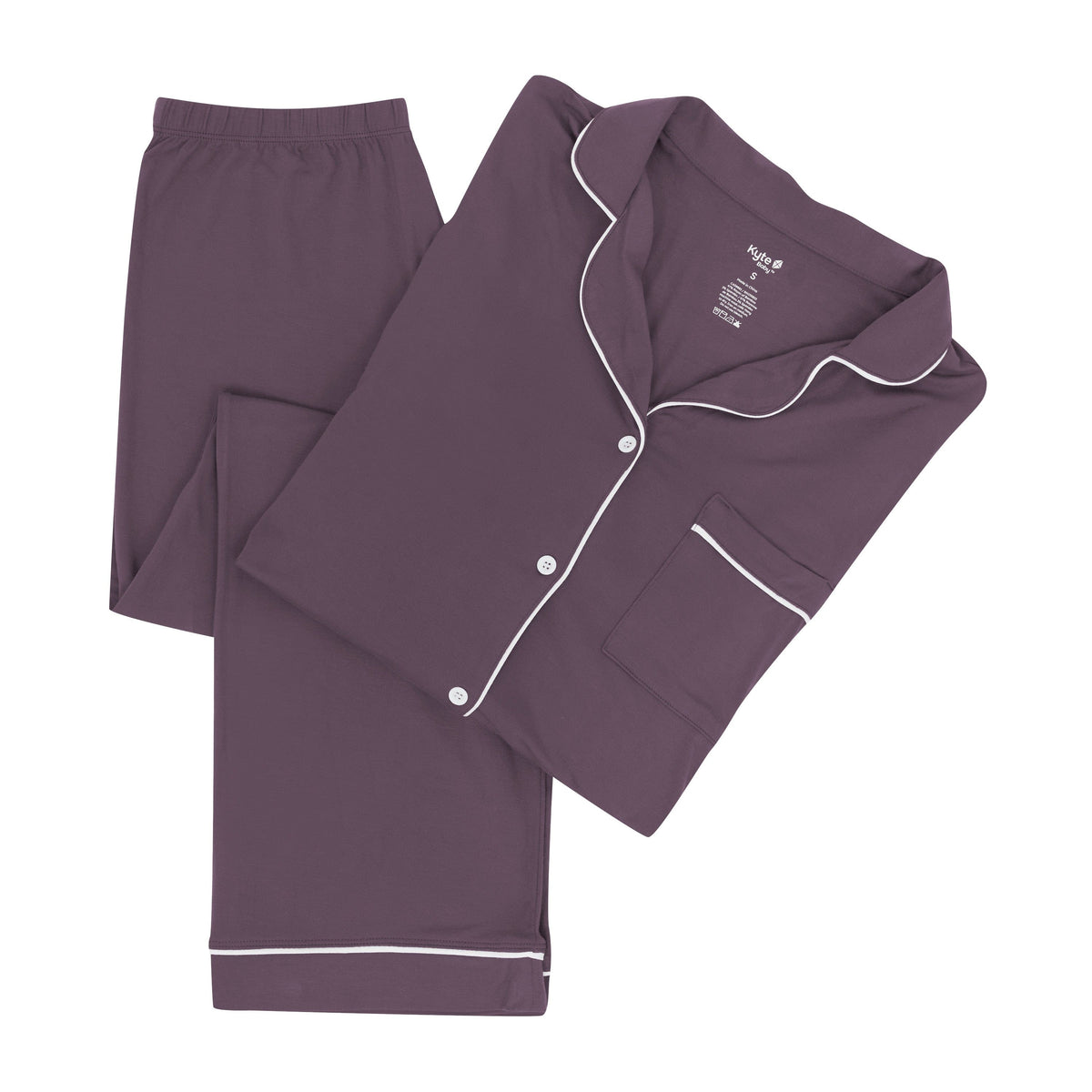 Kyte Baby Women’s Long Sleeve Pajama Set Women's Long Sleeve Pajama Set in Currant with Cloud Trim