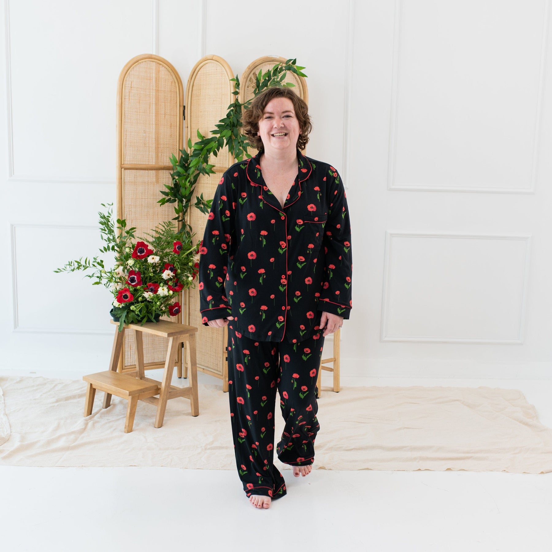 Kyte Baby Women’s Long Sleeve Pajama Set Women's Long Sleeve Pajama Set in Midnight Poppies