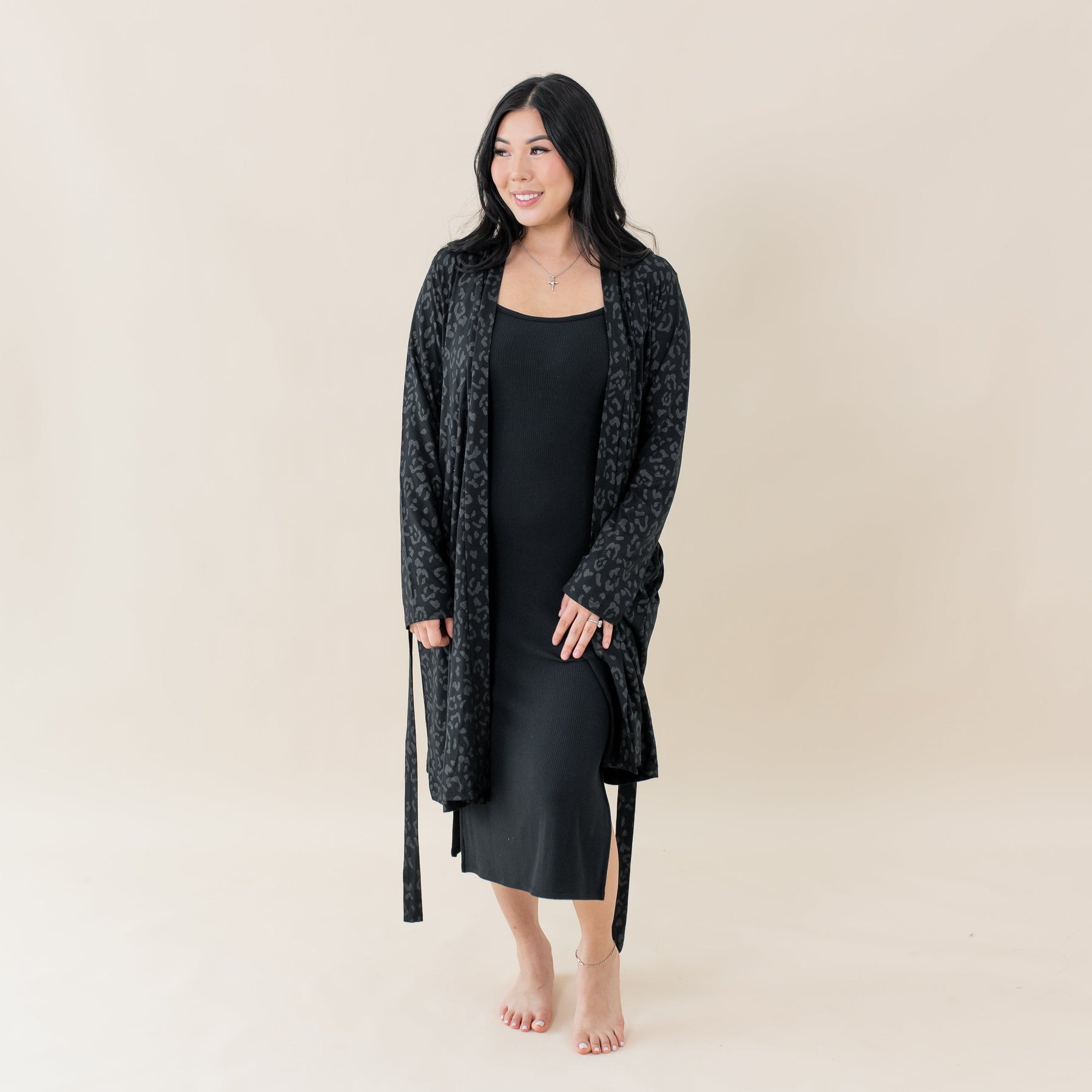 Kyte Baby Women's Lounge Robe Women's Lounge Robe in Midnight Leopard