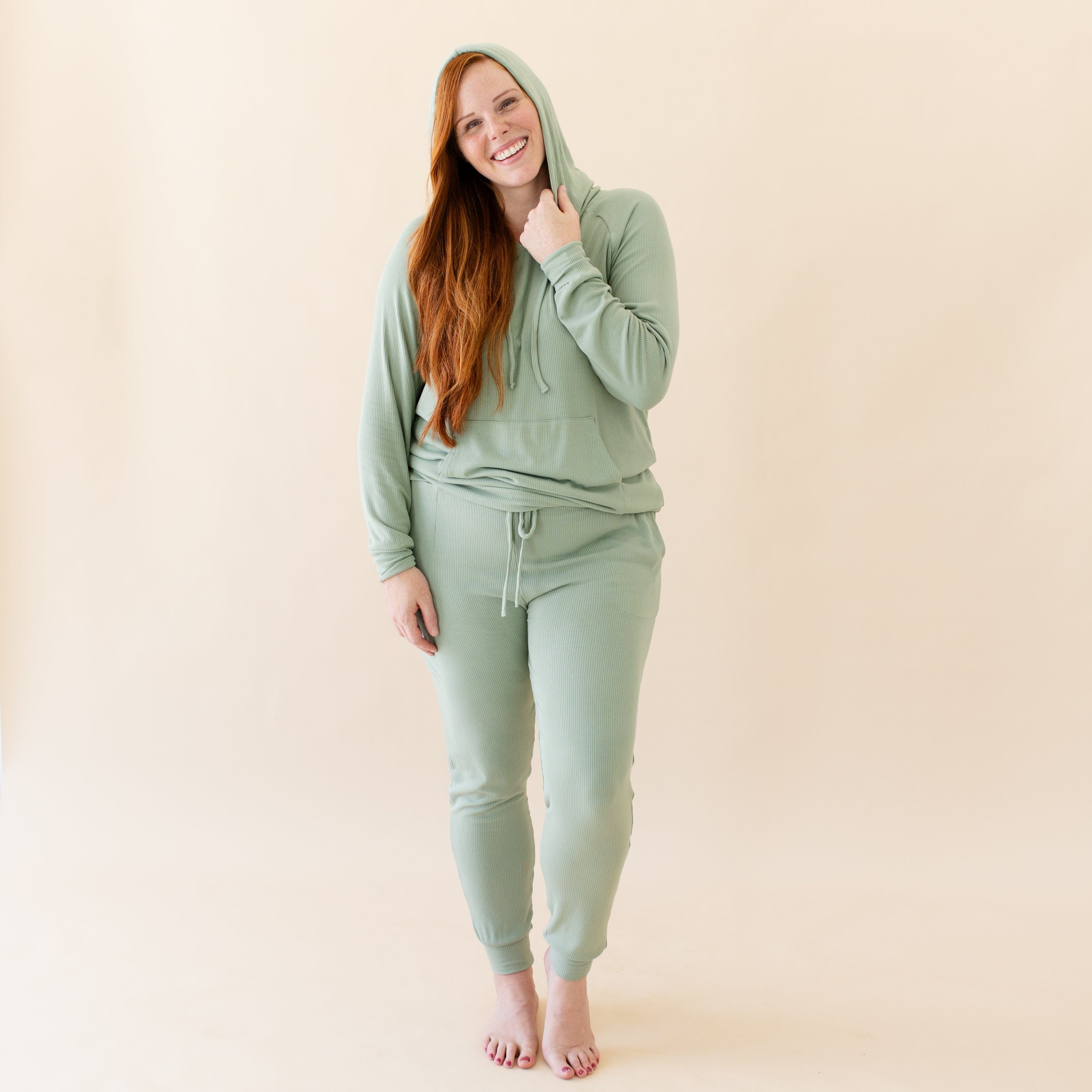 Kyte Baby Women's Ribbed Hoodie Women's Ribbed Hoodie in Thyme