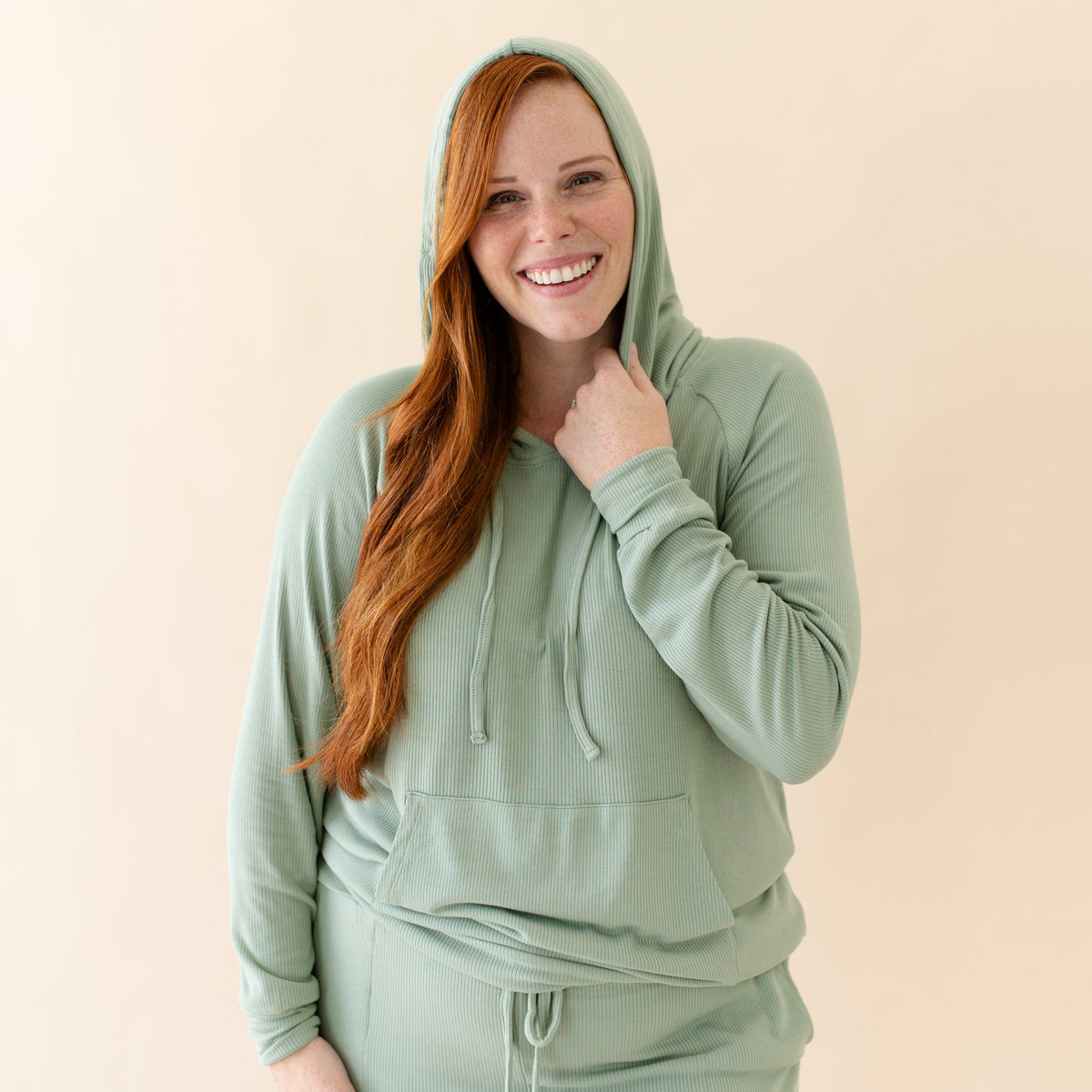 Kyte Baby Women's Ribbed Hoodie Women's Ribbed Hoodie in Thyme