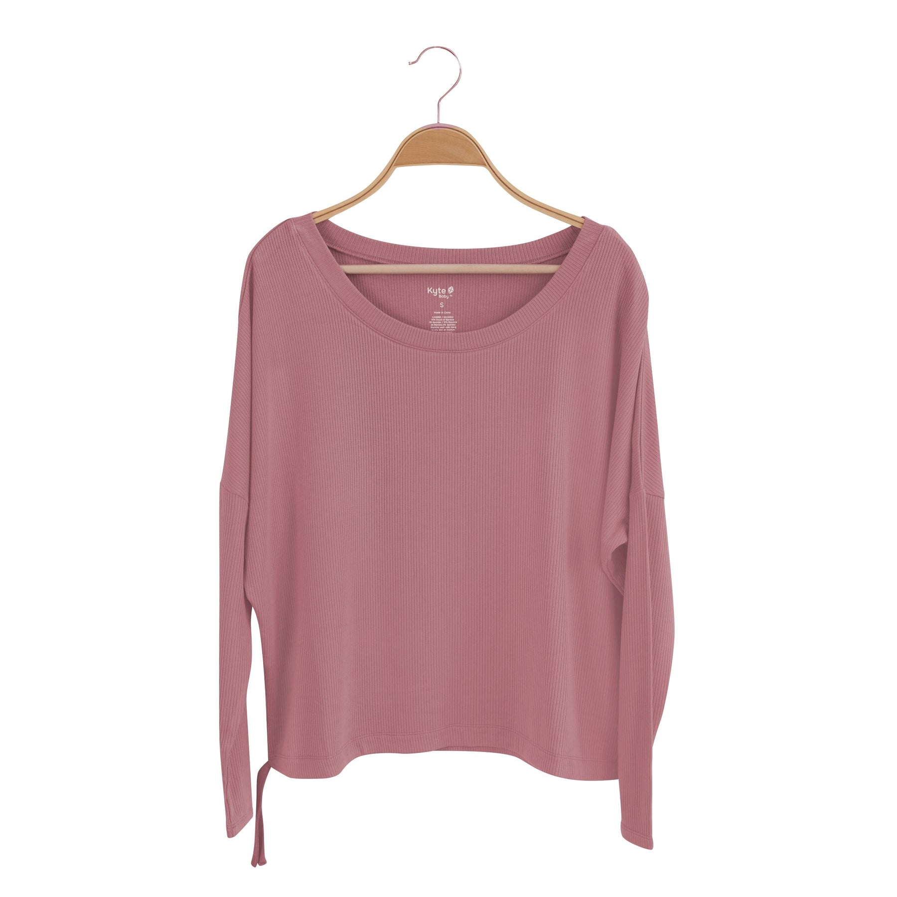 Kyte Baby Women's Ribbed Long Sleeve Drop Shoulder Top Women's Ribbed Long Sleeve Drop Shoulder Top in Dusty Rose