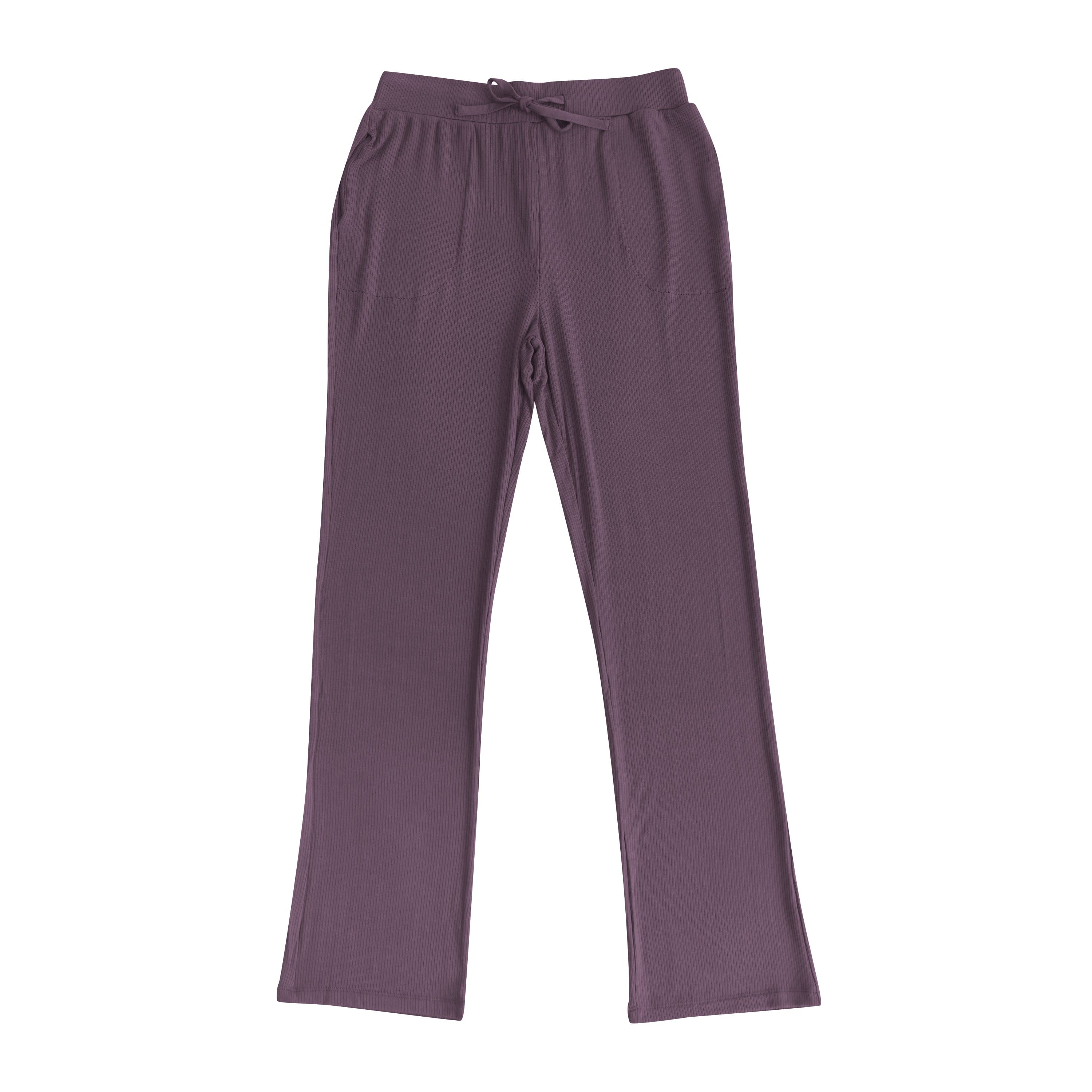 Kyte Baby Women's Ribbed Wide Leg Pant Women's Ribbed High Waisted Wide Leg Pant in Currant