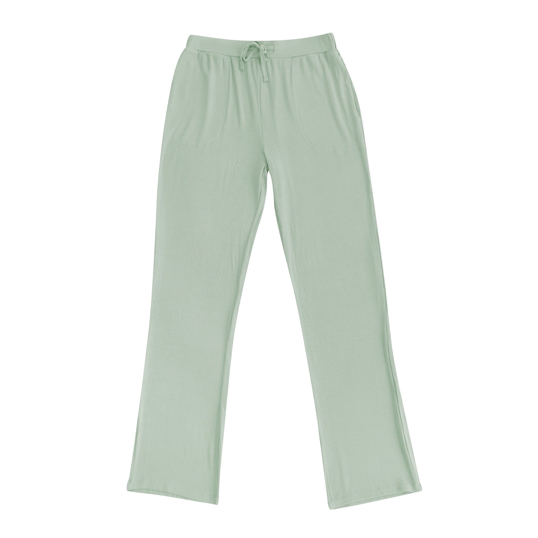 Kyte Baby Women's Ribbed Wide Leg Pant Women's Ribbed High Waisted Wide Leg Pant in Thyme