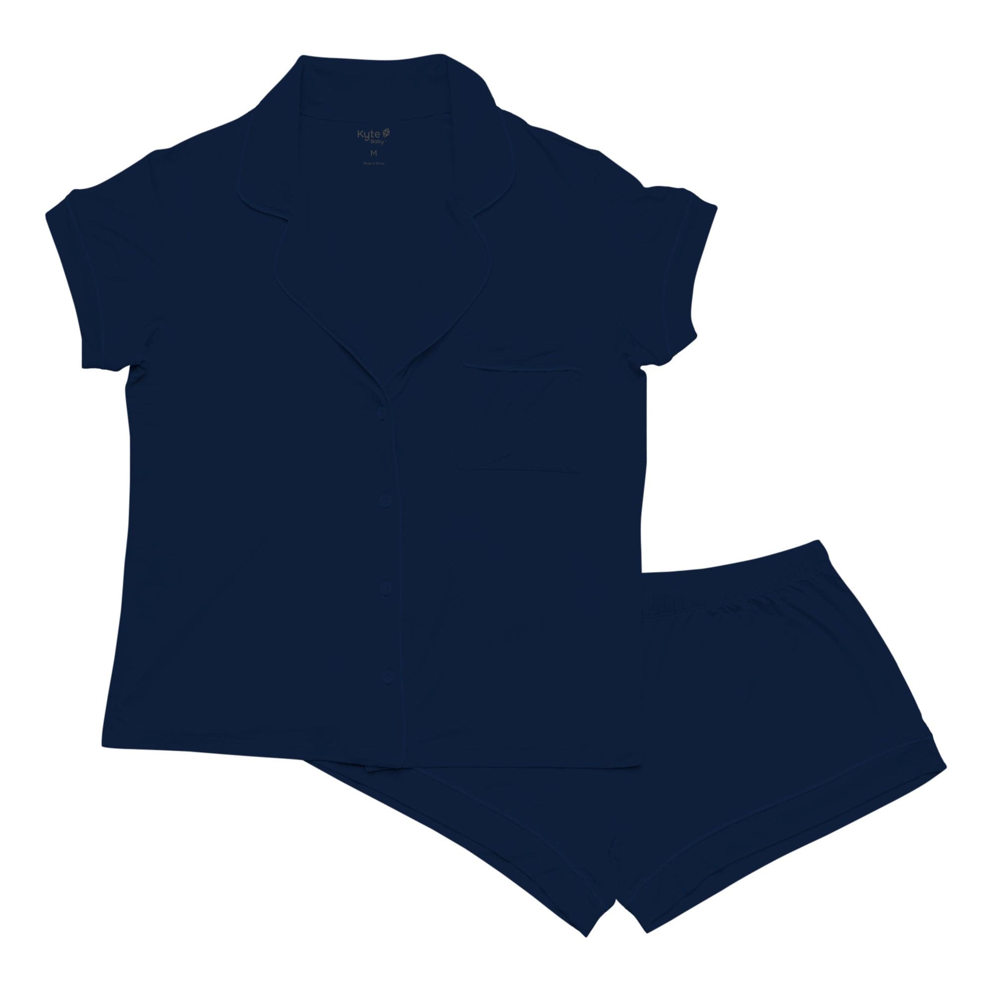 Kyte Baby Women’s Short Sleeve Pajama Set Women’s Short Sleeve Pajama Set in Navy with Navy Trim