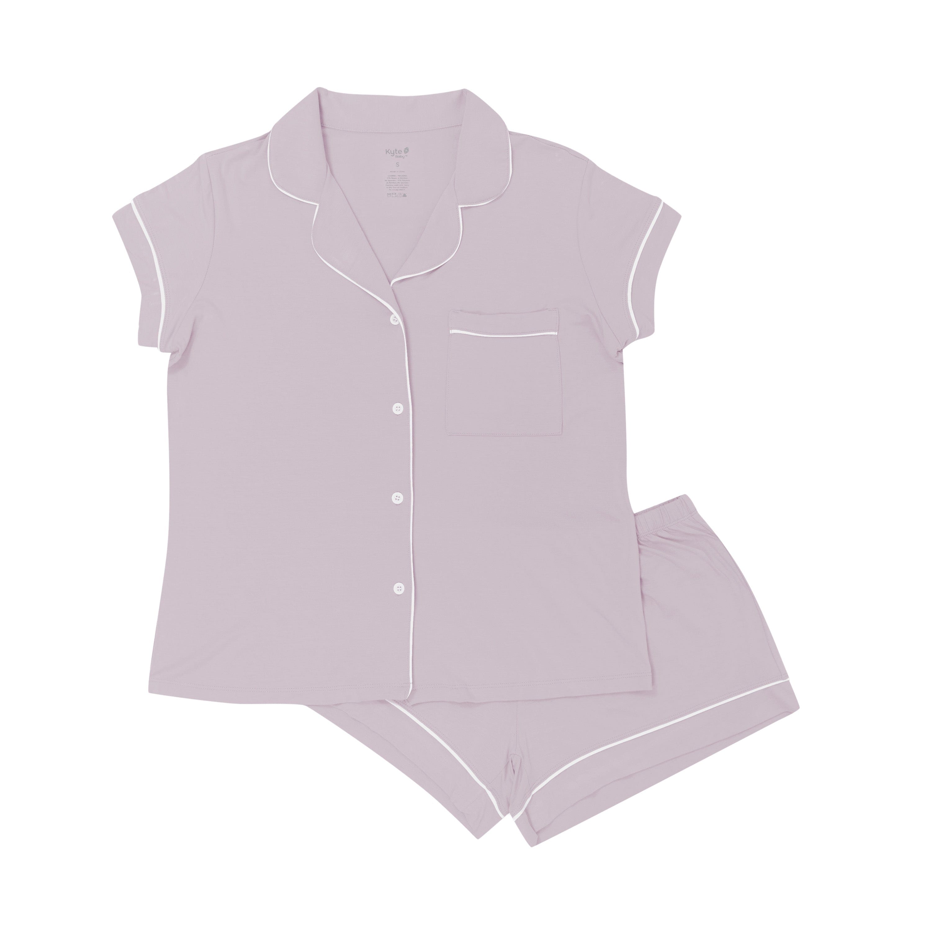 Kyte Baby Women’s Short Sleeve Pajama Set Women’s Short Sleeve Pajama Set in Wisteria with Cloud Trim