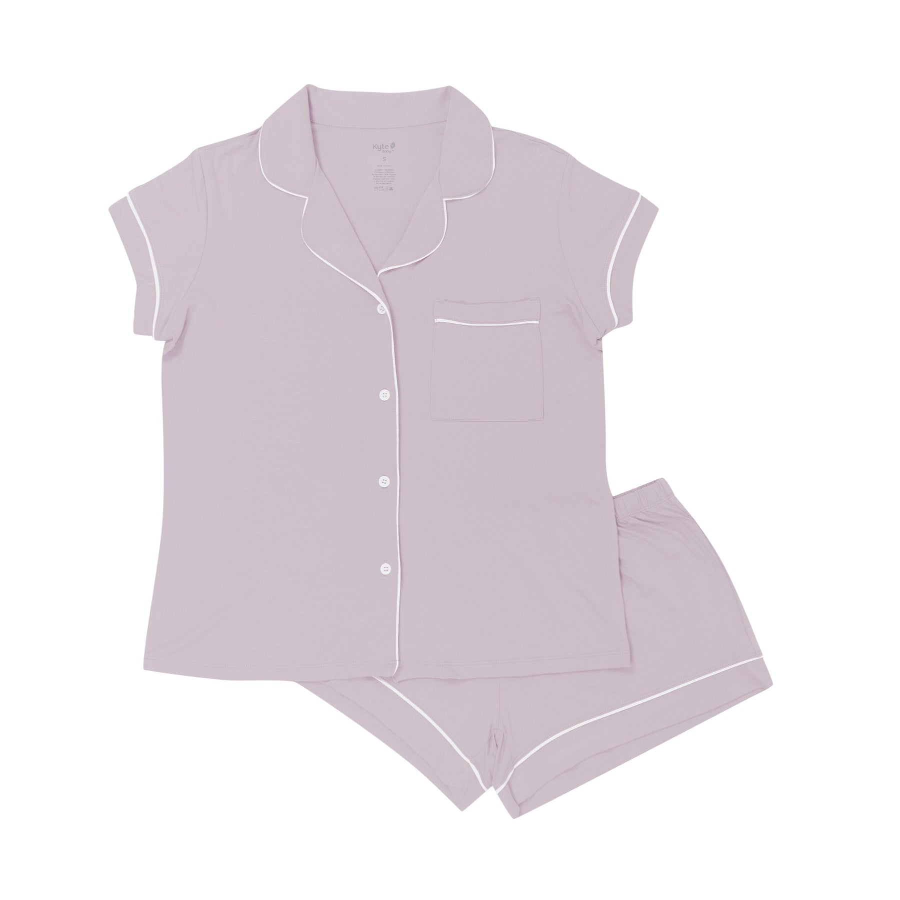 Kyte Baby Women’s Short Sleeve Pajama Set Women’s Short Sleeve Pajama Set in Wisteria with Cloud Trim