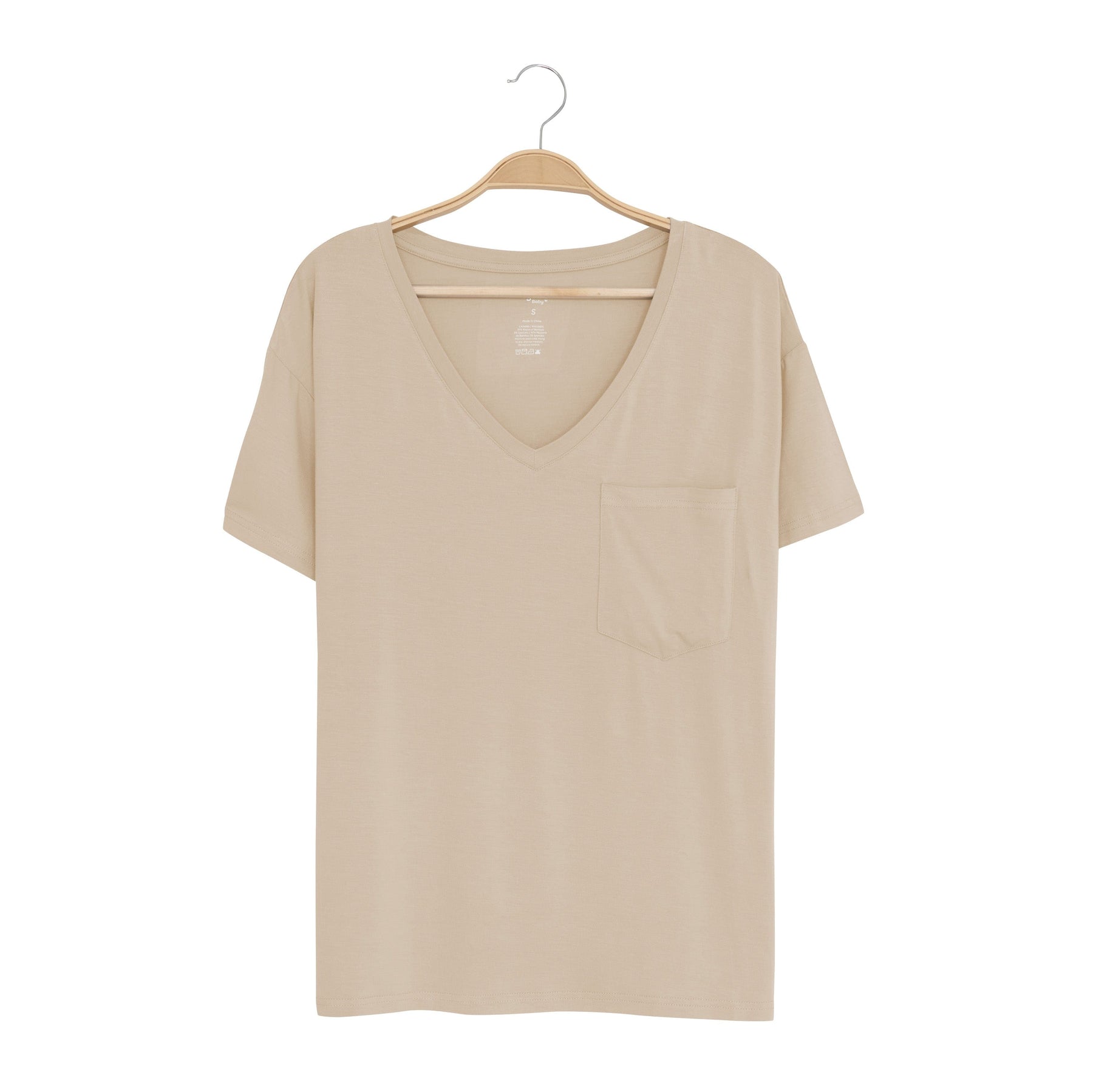 Kyte Baby Women's V-Neck Women's Relaxed Fit V-Neck in Almond