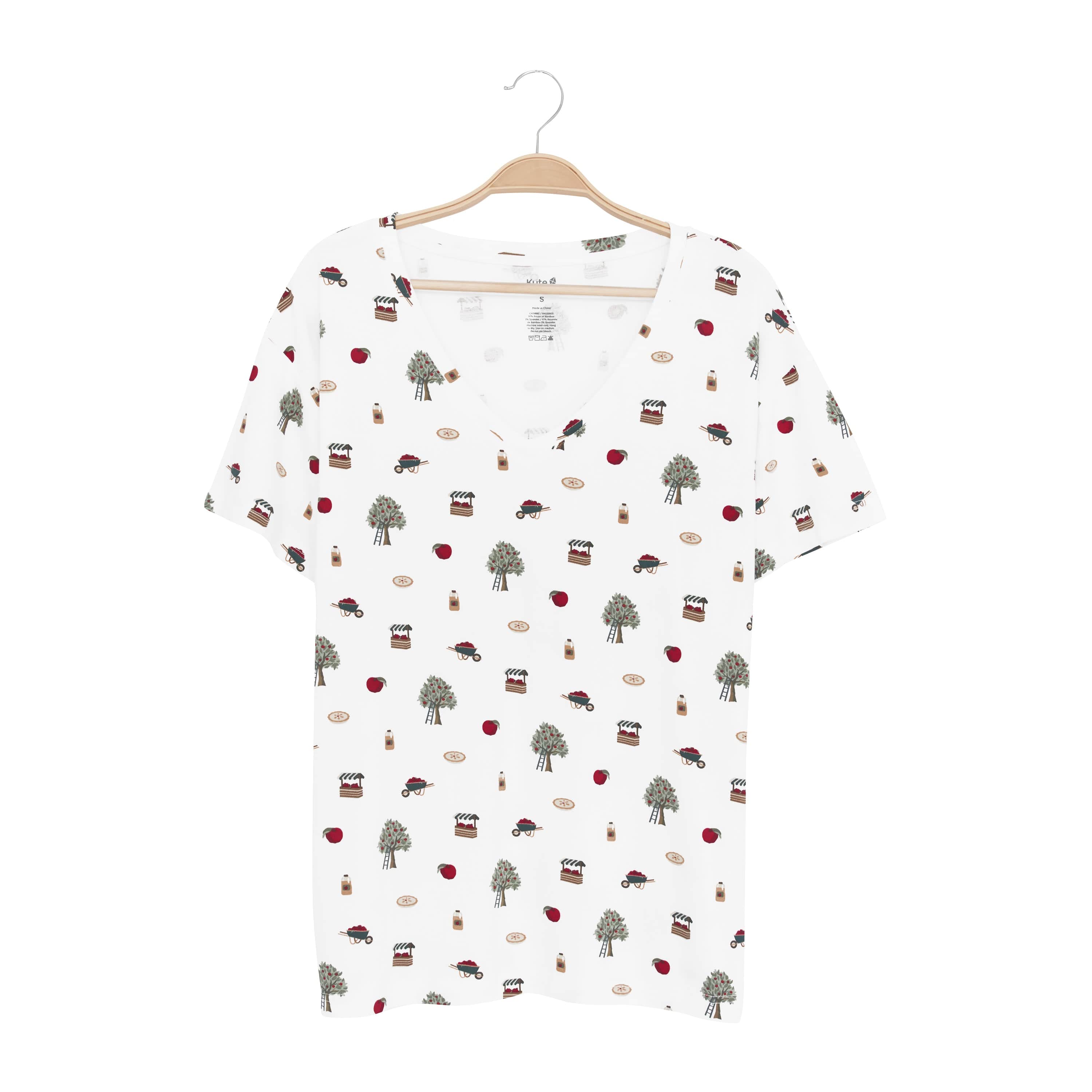 Kyte Baby Women's V-Neck Women’s Relaxed Fit V-Neck in Apple Orchard