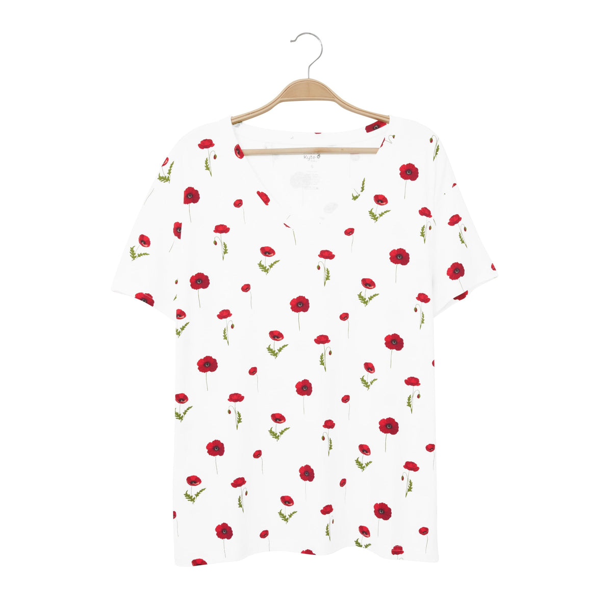 Kyte Baby Women's V-Neck Women’s Relaxed Fit V-Neck in Cloud Poppies