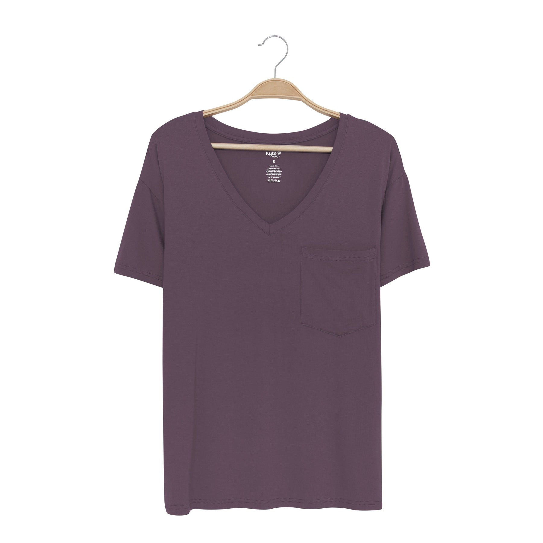 Kyte Baby Women's V-Neck Women’s Relaxed Fit V-Neck in Currant