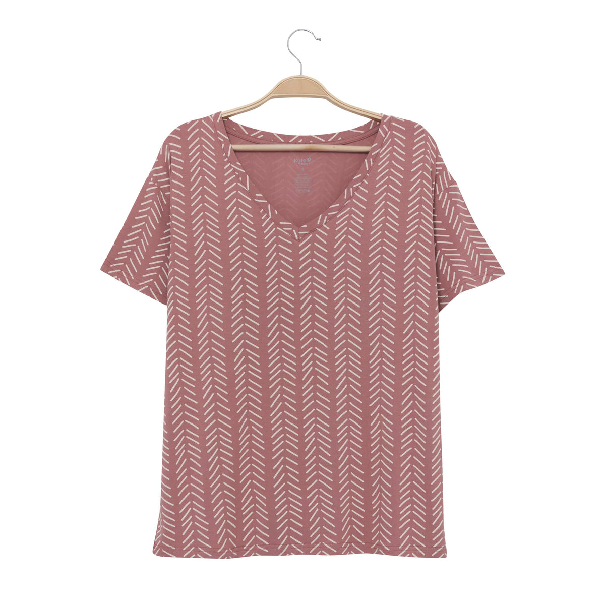 Kyte Baby Women's V-Neck Women’s Relaxed Fit V-Neck in Dusty Rose Herringbone