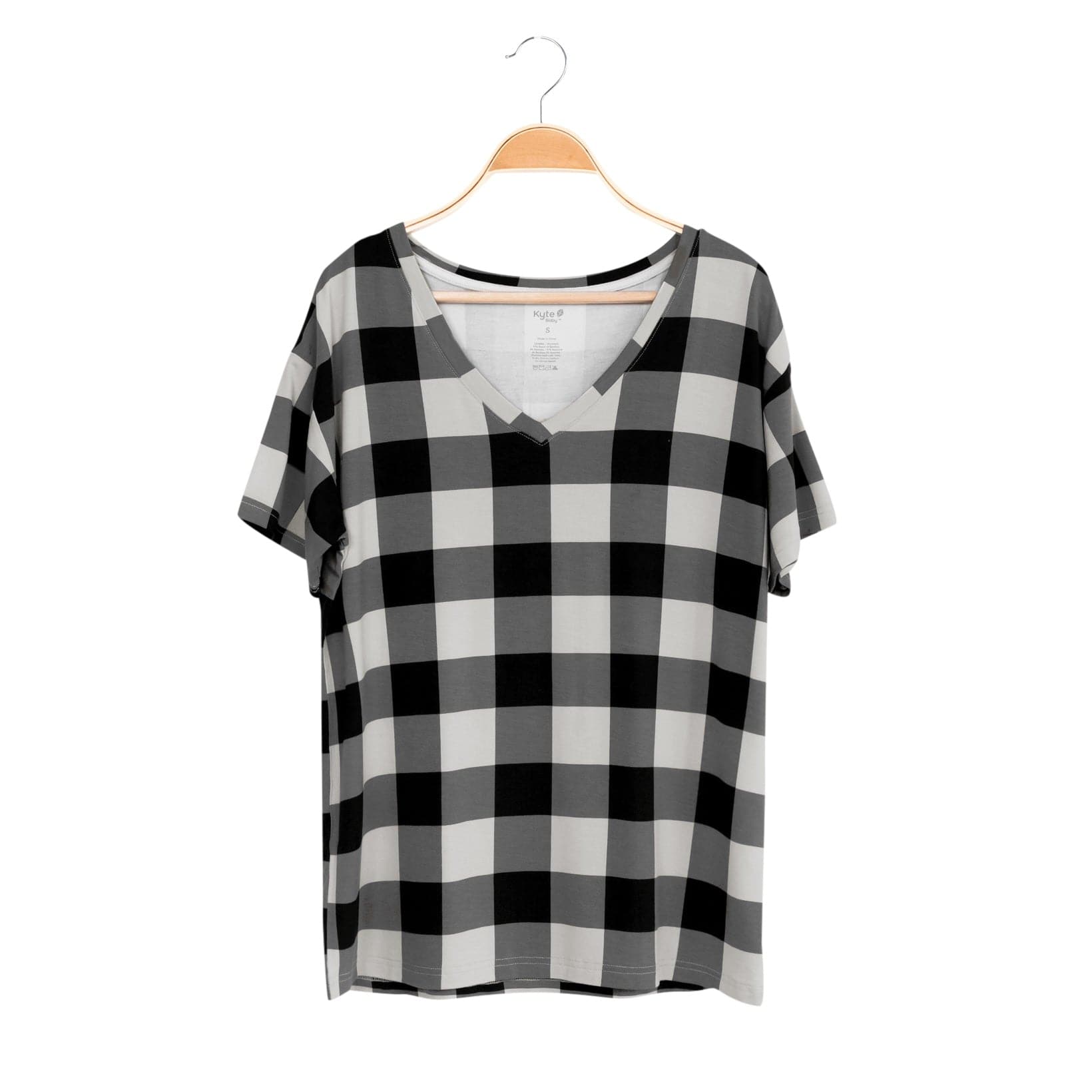 Kyte Baby Women's V-Neck Women’s Relaxed Fit V-Neck in Midnight Plaid