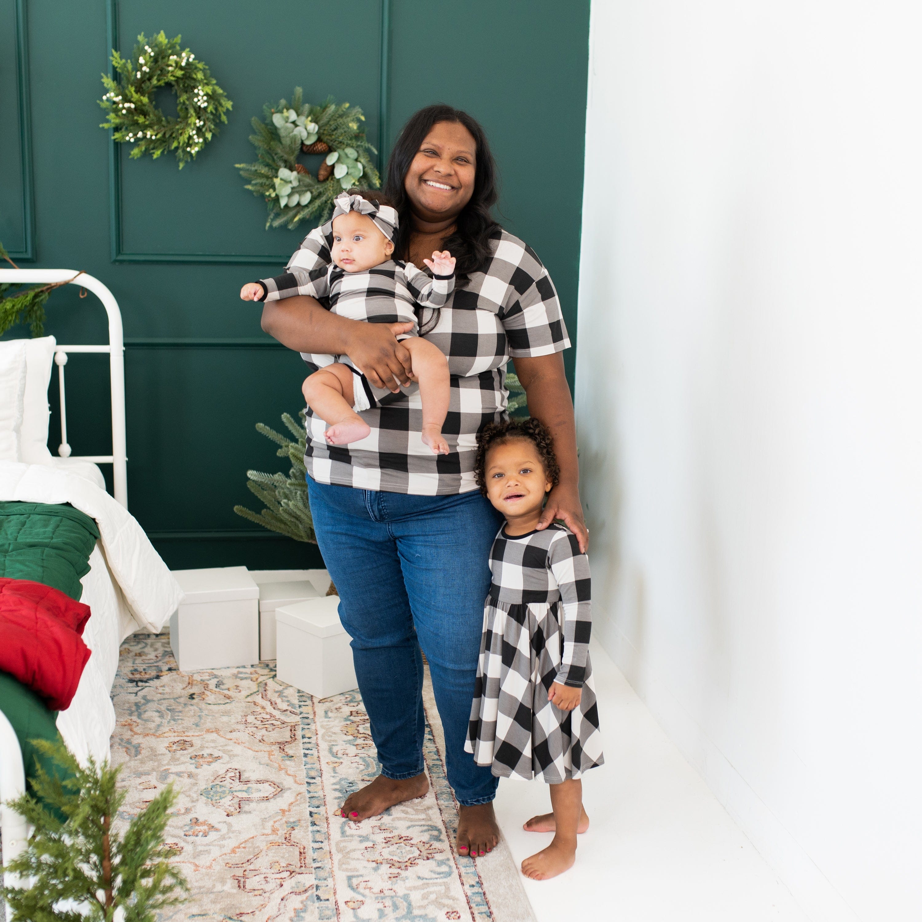 Kyte Baby Women's V-Neck Women’s Relaxed Fit V-Neck in Midnight Plaid