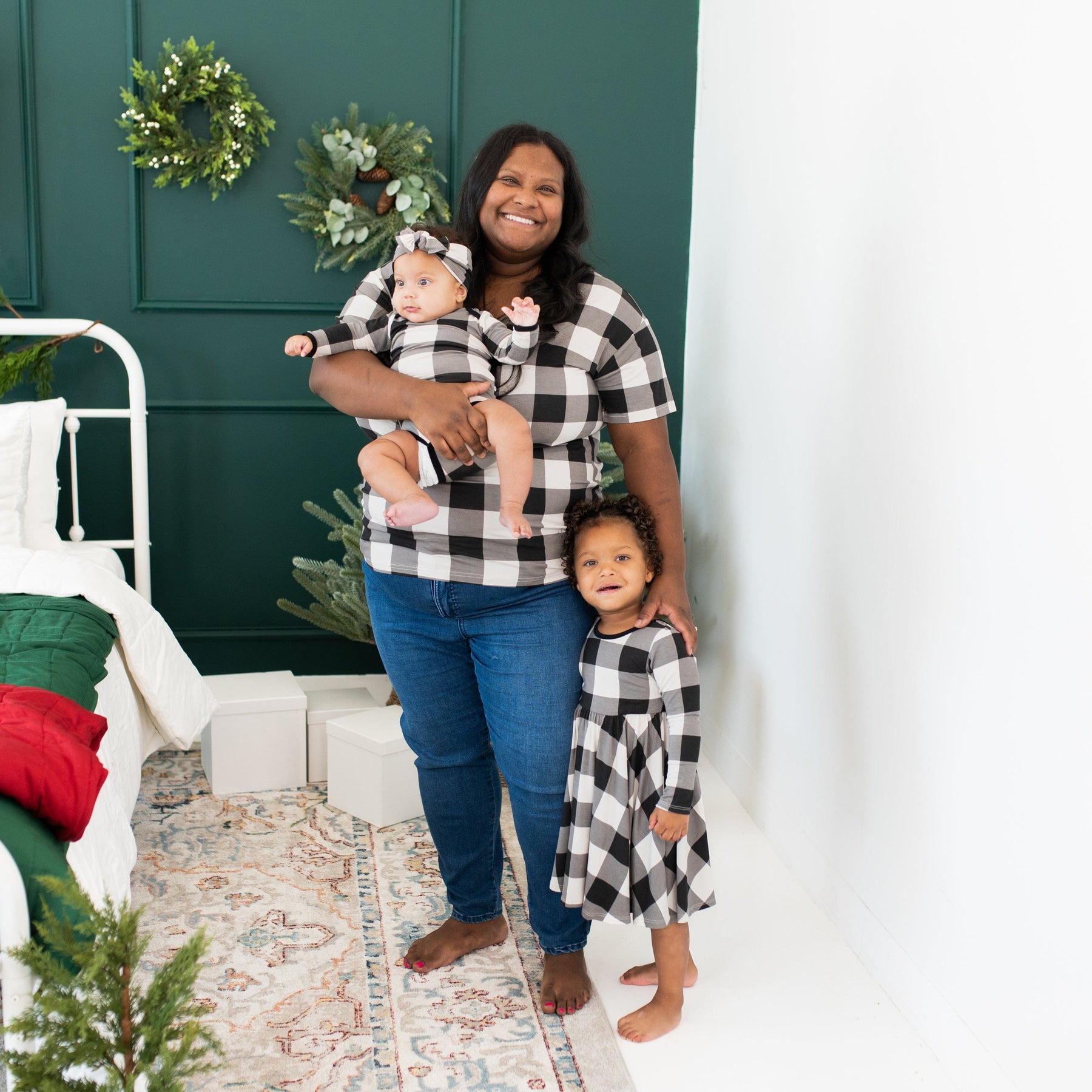 Kyte Baby Women's V-Neck Women’s Relaxed Fit V-Neck in Midnight Plaid