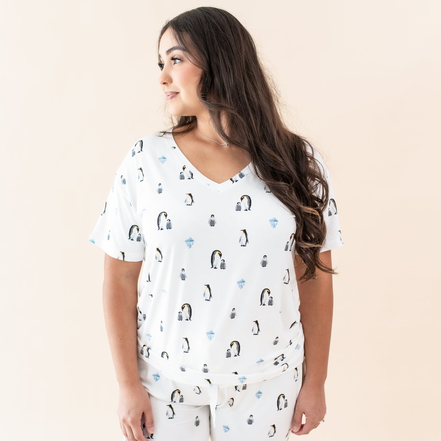 Kyte Baby Women's V-Neck Women's Relaxed Fit V-Neck in Penguin