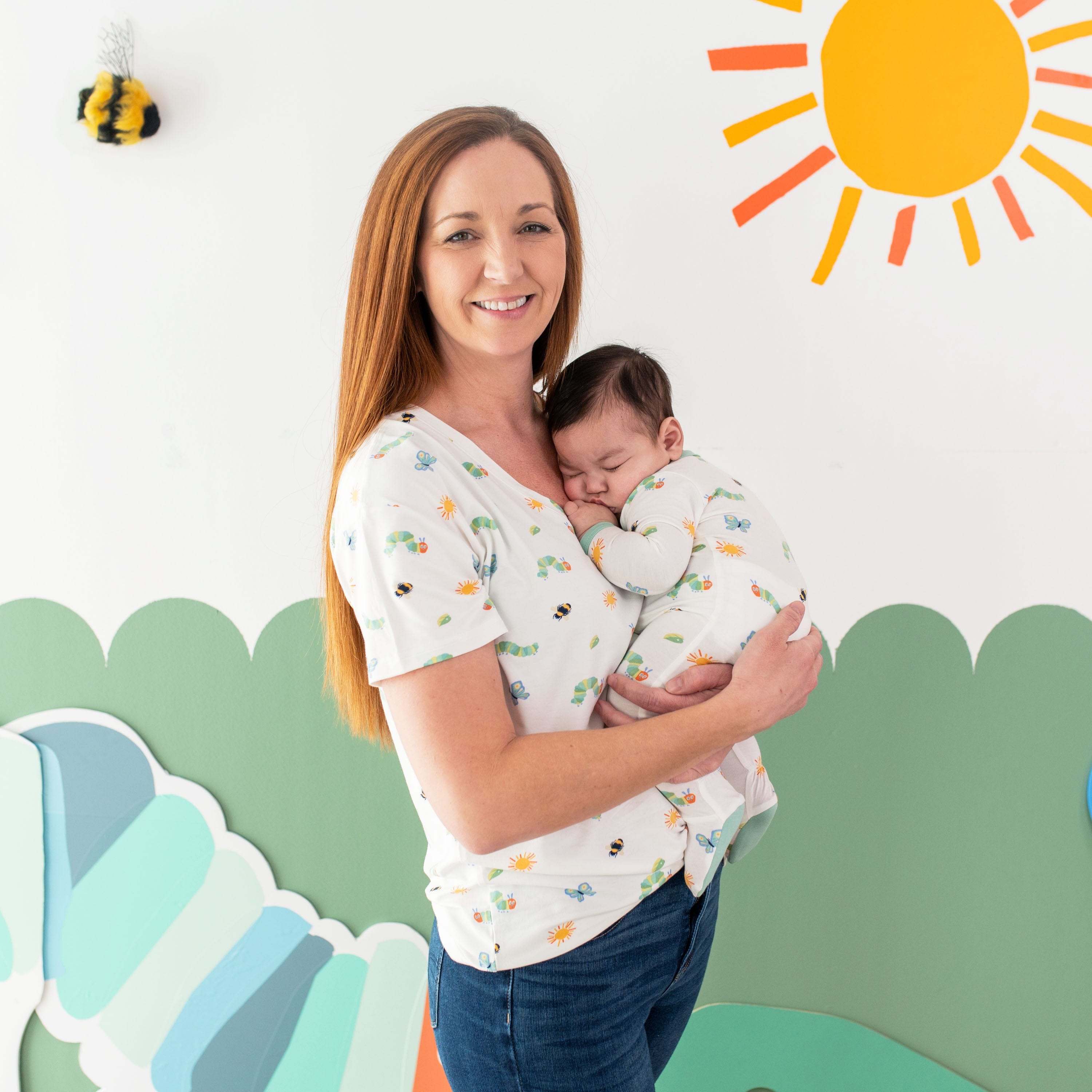 Kyte Baby Women's V-Neck Women’s Relaxed Fit V-Neck in The Very Hungry Caterpillar™ and Friends